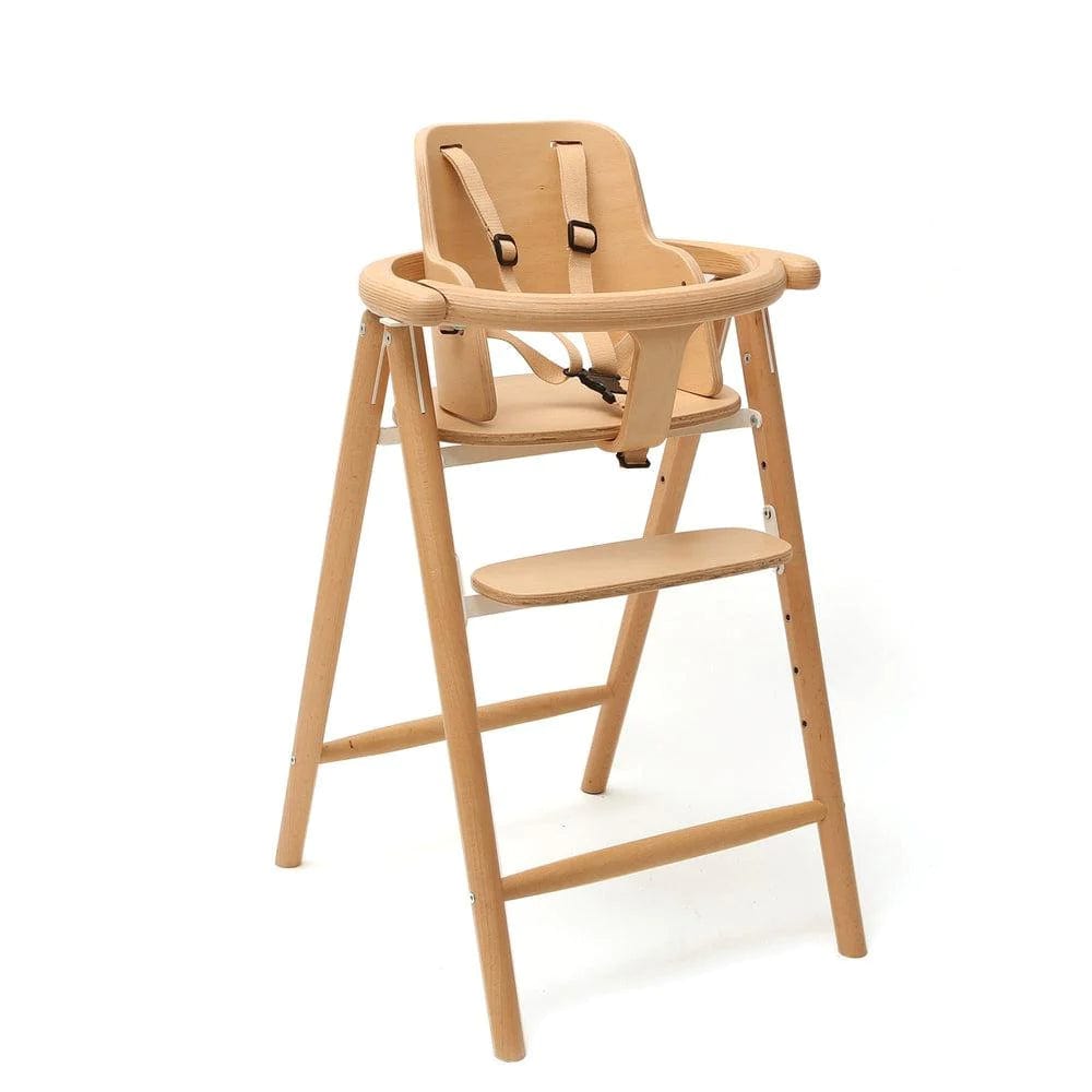 Charlie Crane TOBO Baby High Chair Set with Safety Harness - Natural Wood Finish for Safe & Stylish Mealtime at Home