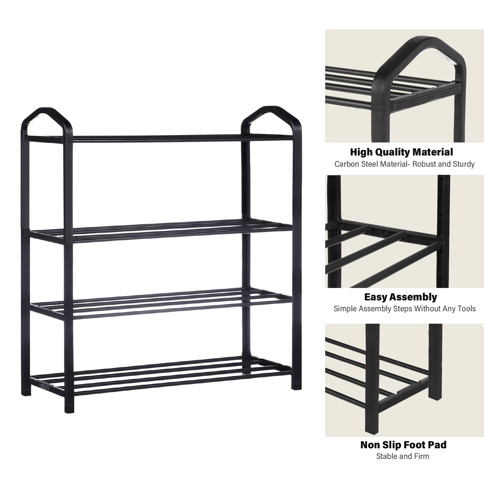 YSSOA 5-Tier Stackable Shoe Rack Organizer - Sturdy 15-Pair Shoe Storage Shelf Tower for Bedroom, Entryway, Hallway & Closet - Space Saving Shoe Organizer for Sneakers, Boots & Sandals