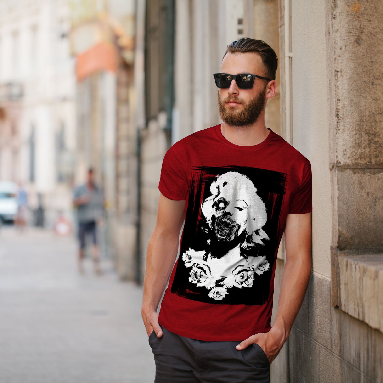 Zombie Horror Graphic Printed Men's T-Shirt | Scary Undead Design Cotton Tee for Halloween Costume, Cosplay & Horror Movie Fans