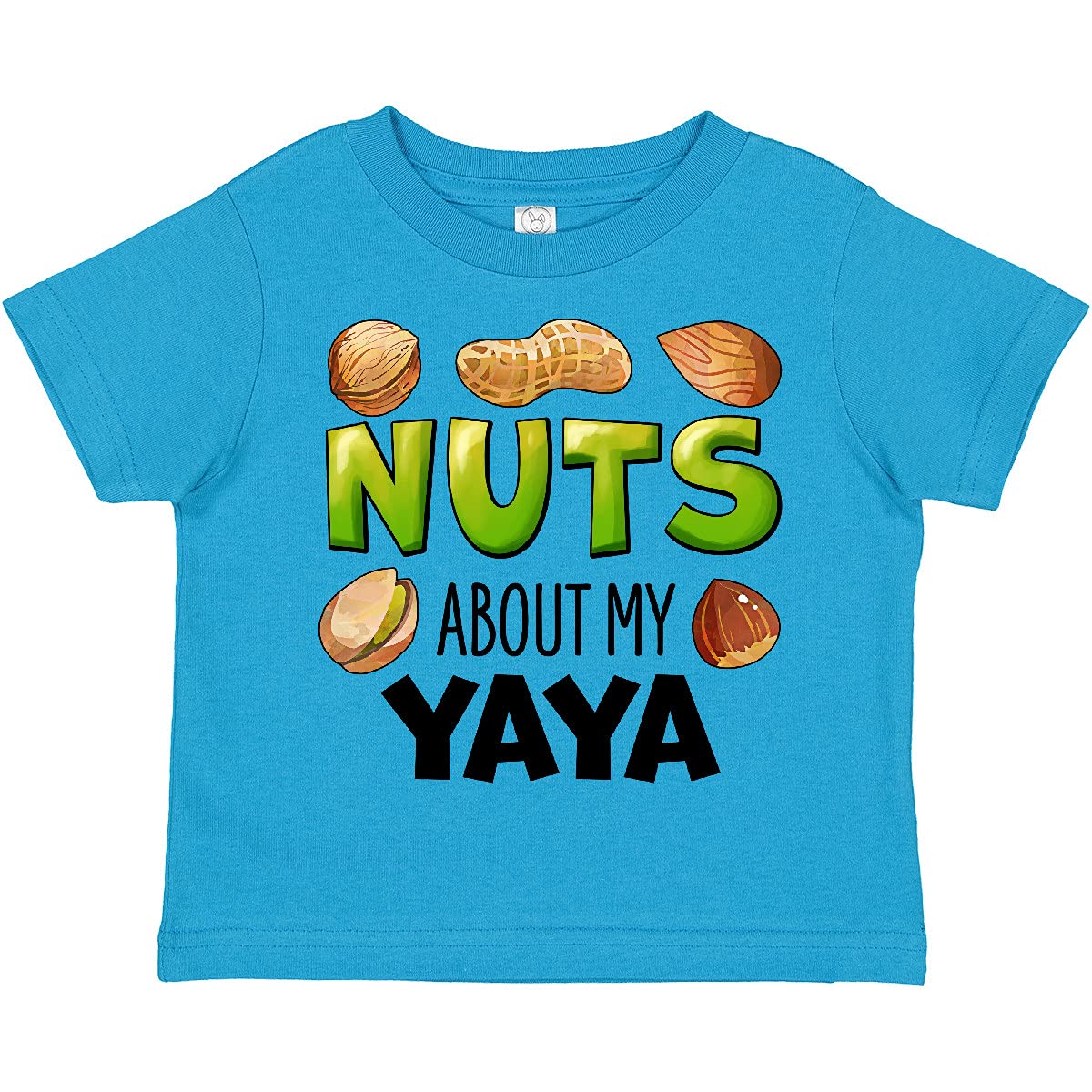 Inktastic 'Nuts About My Yaya' Peanut, Almond, Pistachio Toddler T-Shirt - Cute Graphic Tee for Grandparents Day, Family Reunions & Toddler Outfits