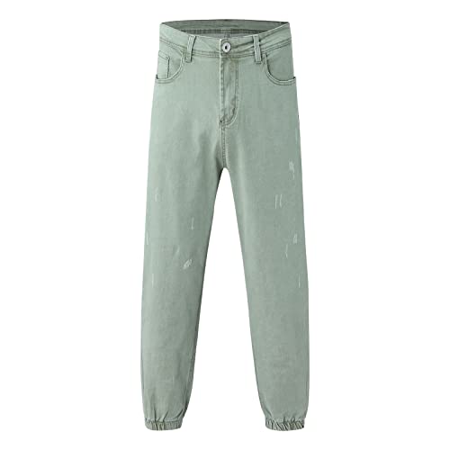 **Men's Slim Fit Ripped Jeans - Stretch Work Pants for Men, Fashionable Oversized Denim Trousers - Perfect for Casual Wear, Street Style & Everyday Comfort**