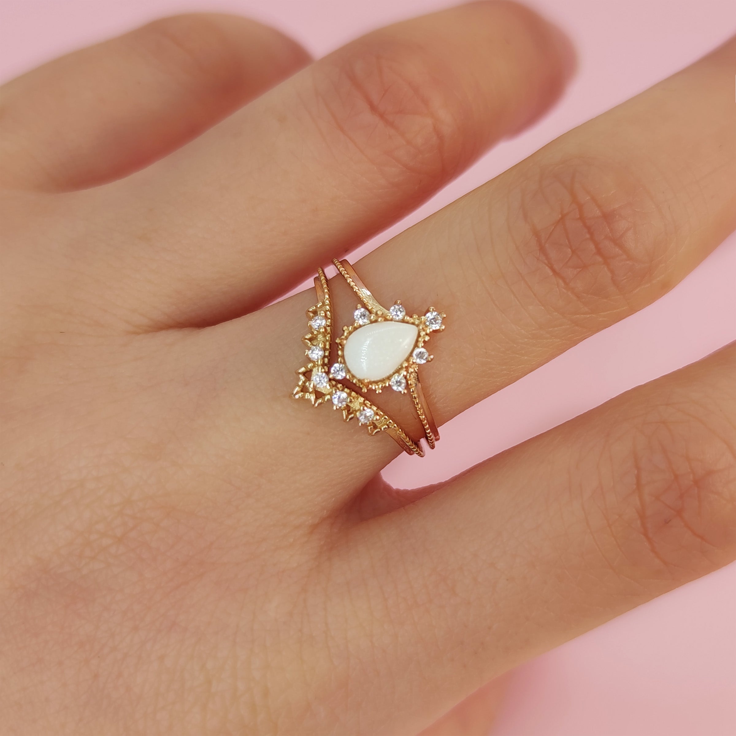 Moonlight Tear: 14K Solid Gold Breast Milk Keepsake Ring Set - Perfect for New Moms, Breastfeeding Jewelry Gift for Mother's Day & Baby Showers