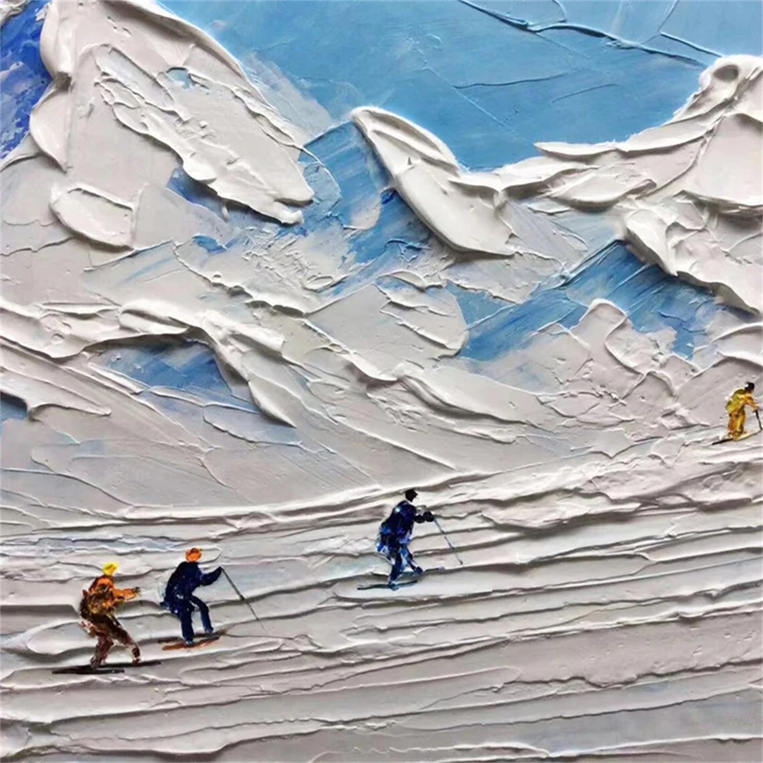 SP041 Textured Canvas Art Print - Skiing Sport Painting for Wall Decor, Perfect for Living Room, Bedroom & Office