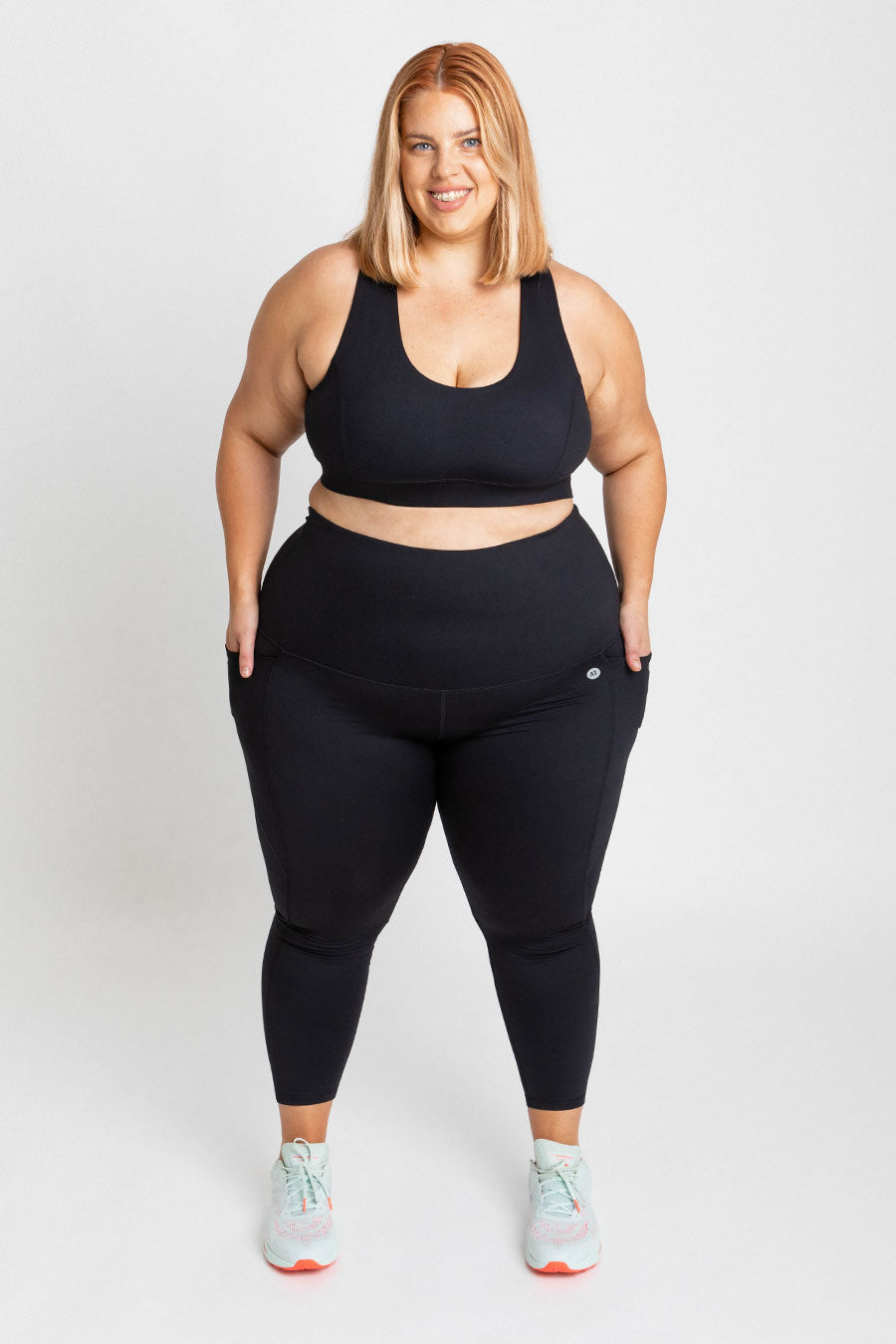 Training Pocket Move 7/8 Leggings for Women - Black | High-Waisted Workout Yoga Pants with Side Pockets | Perfect for Gym, Running & Lounge Wear