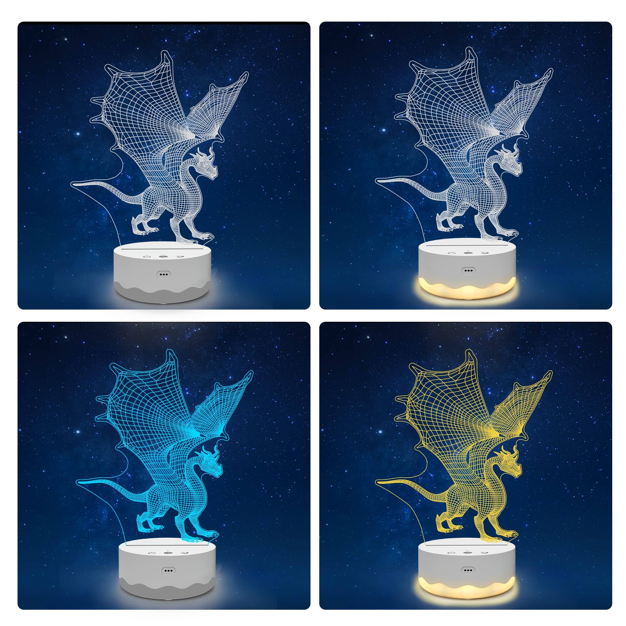 Fantasy Dragon 3D Night Light with Timer & Dimmer - Cool LED Room Decor for Kids, Girls, Women | Perfect Birthday & Christmas Gift Idea for Fantasy Lovers | Bedroom, Nursery, Game Room Lighting Decor
