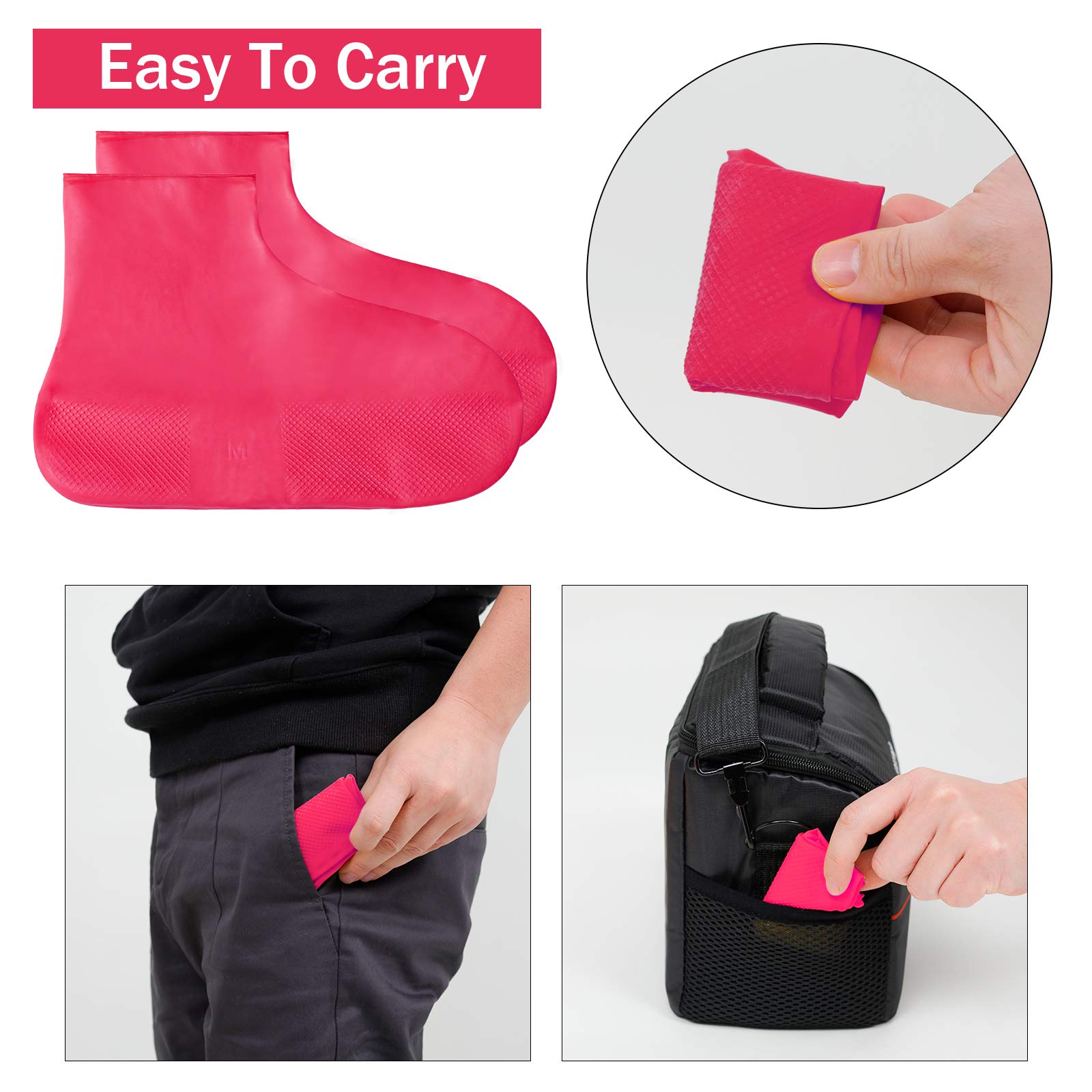Waterproof Reusable Silicone Shoe Covers for Men & Women - Non-Slip Rain & Snow Boot Protectors for Outdoor Activities, Car Washing, Camping, Hiking - Durable & Portable Shoe Protectors