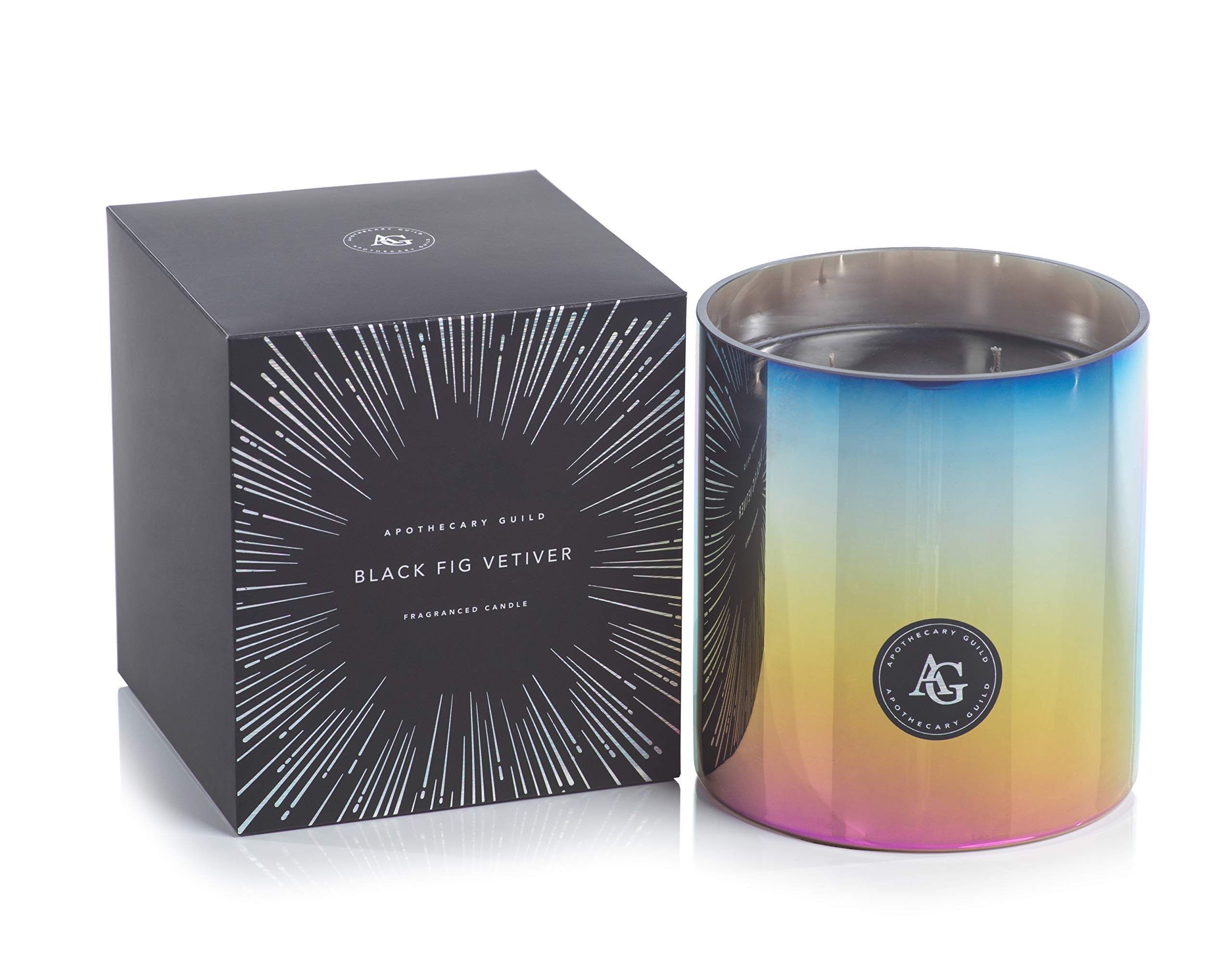 Zodax Black Fig & Vetiver Scented Jar Candle - 33 oz Rainbow Glass Container | Aromatherapy, Home Decor, Gift for Holidays & Relaxation