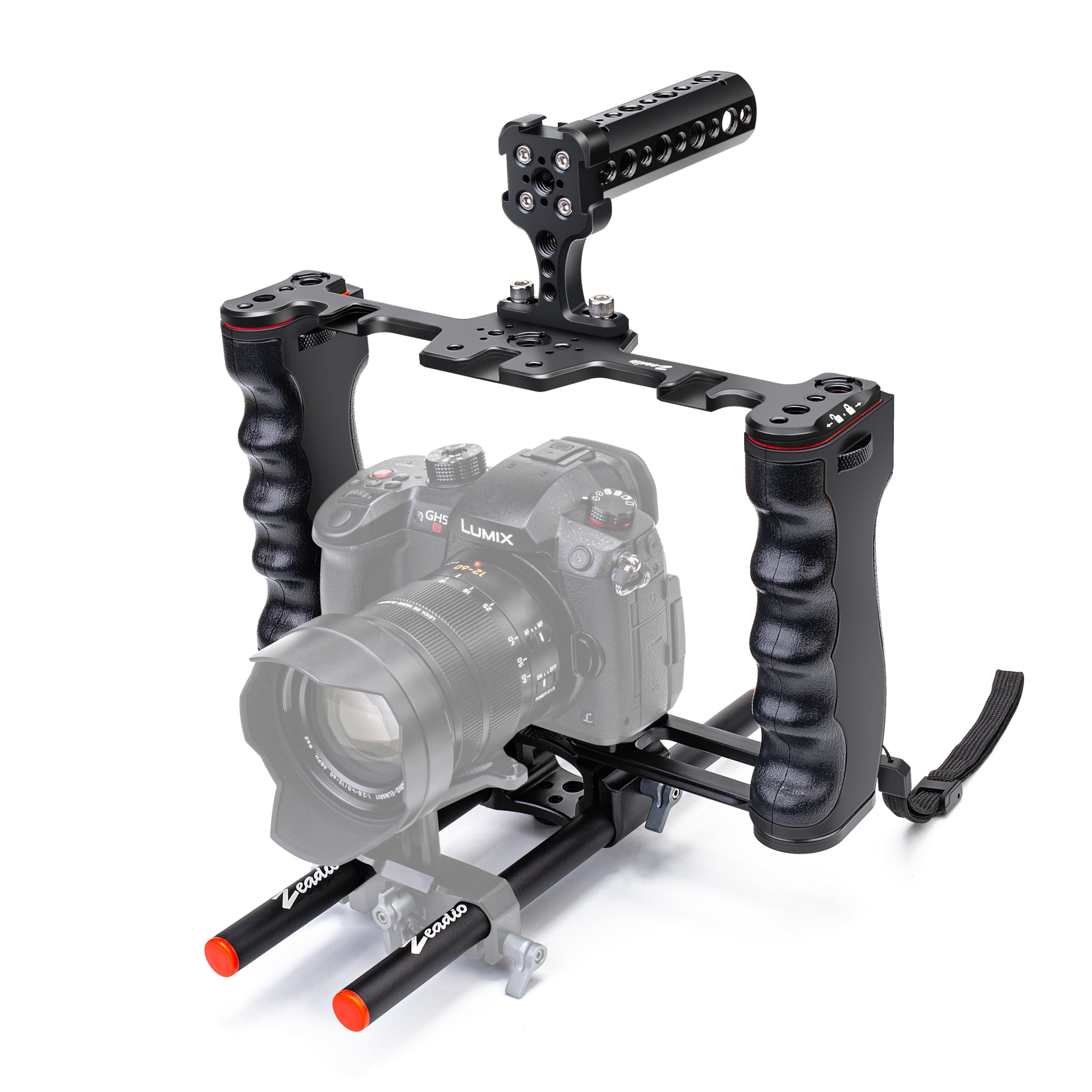 Professional Aluminum Video Rig Cage for DSLR & Camcorder - Filmmaking Kit with Top Handle, Arca Base & 15mm Rod Guides | Perfect for Vlogging, Documentary & Indie Film Production