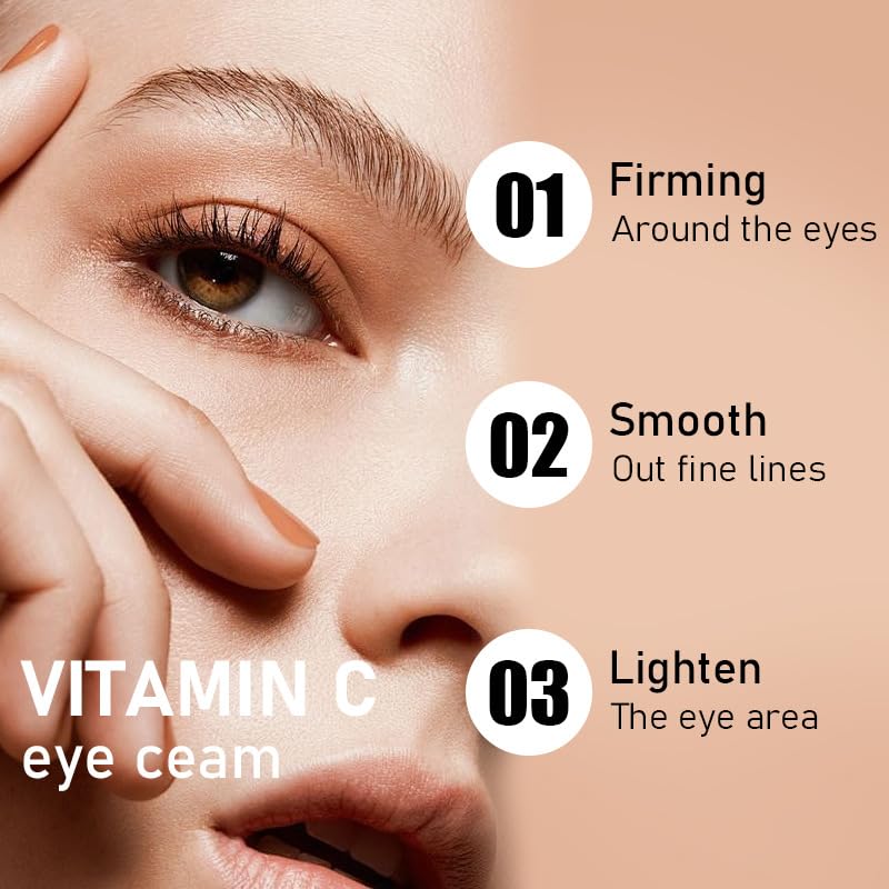 Vitamin C Eye Cream for Dark Circles & Collagen Boost - Moisturizing Care for Oily Skin | Day & Night Use