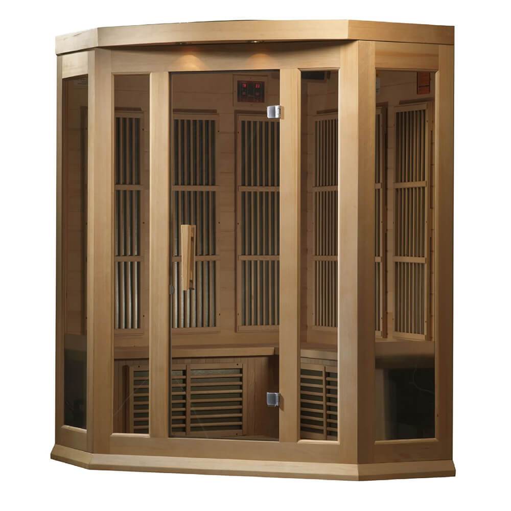 Maxxus MX-K356-01 3-Person Corner Low EMF Far Infrared Sauna for Home Spa, Relaxation & Detox - Perfect for Small Spaces & Wellness Retreats