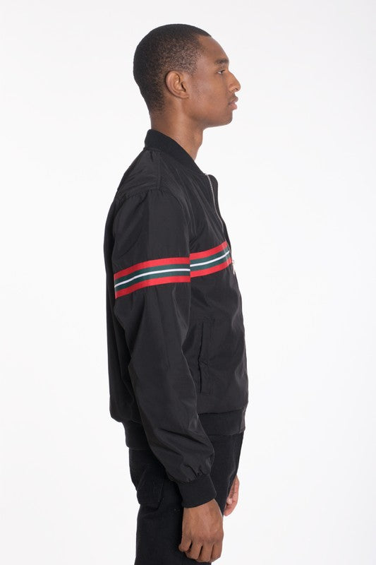 Luxury Woven Taped Bomber Jacket for Men - Stylish Lightweight Outerwear for Casual & Streetwear Fashion | Perfect for Fall, Winter & Spring Seasons