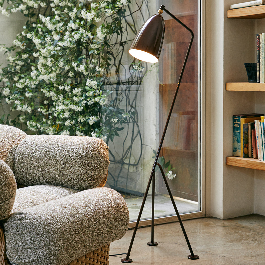 Modern Grossman Gräshoppa Adjustable Floor Lamp - Scandinavian Design for Living Room, Bedroom & Office - Bright LED Reading Light with Flexible Gooseneck