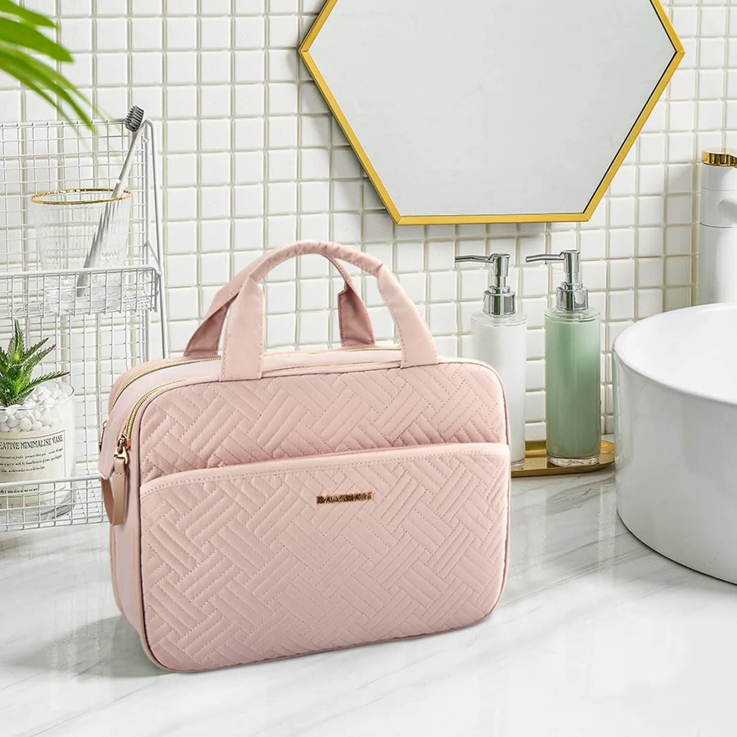 Waterproof Travel Makeup Organizer Bag - Portable Cosmetic Case for Women, Perfect for Airplane Carry-on & Vacation Essentials Storage