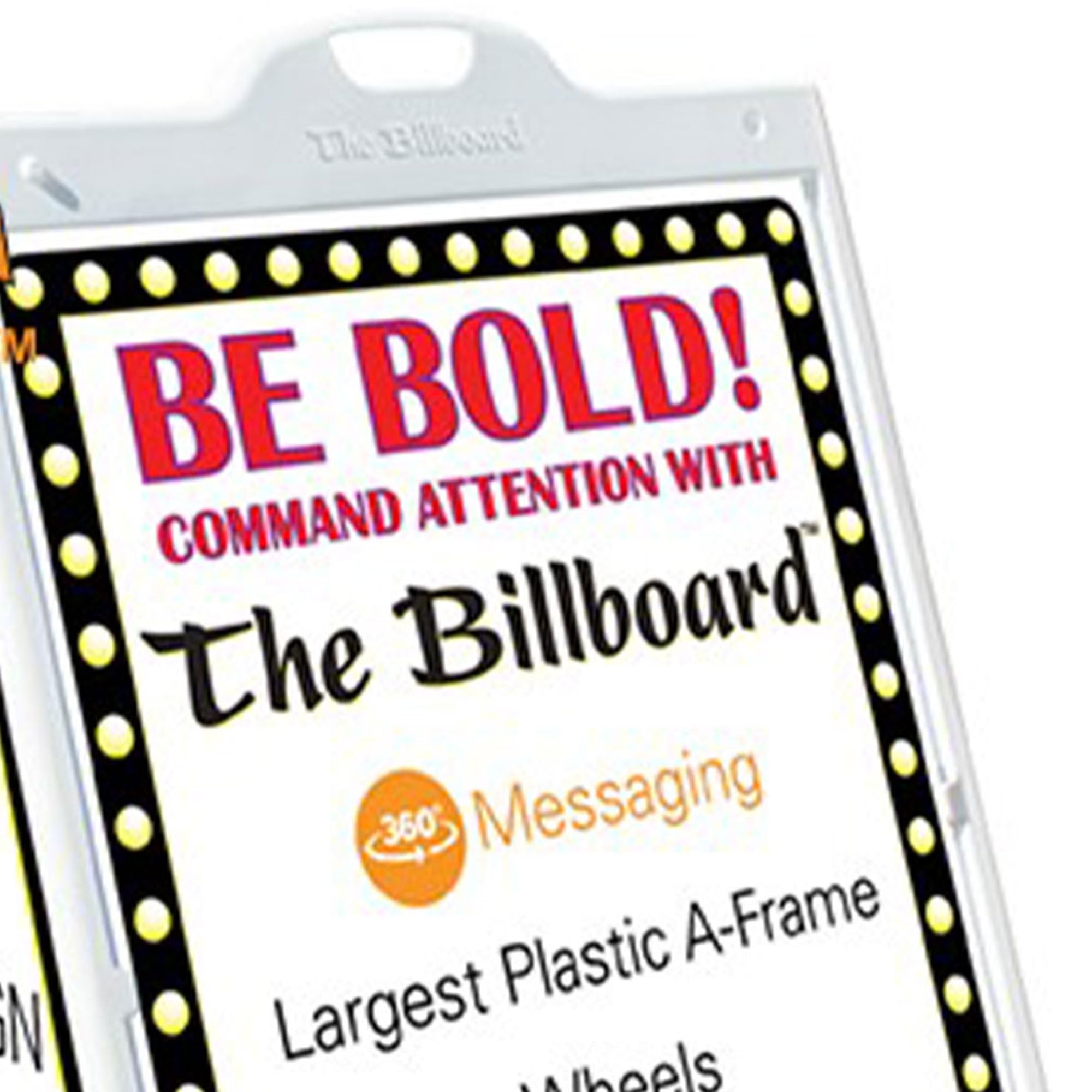Plasticade Billboard Large Outdoor Sidewalk A-Frame Sign - 6 Display Plastic Sign Board Holder with Molded Handle & Wheels - White - Perfect for Storefronts, Sidewalk Sales & Outdoor Advertising