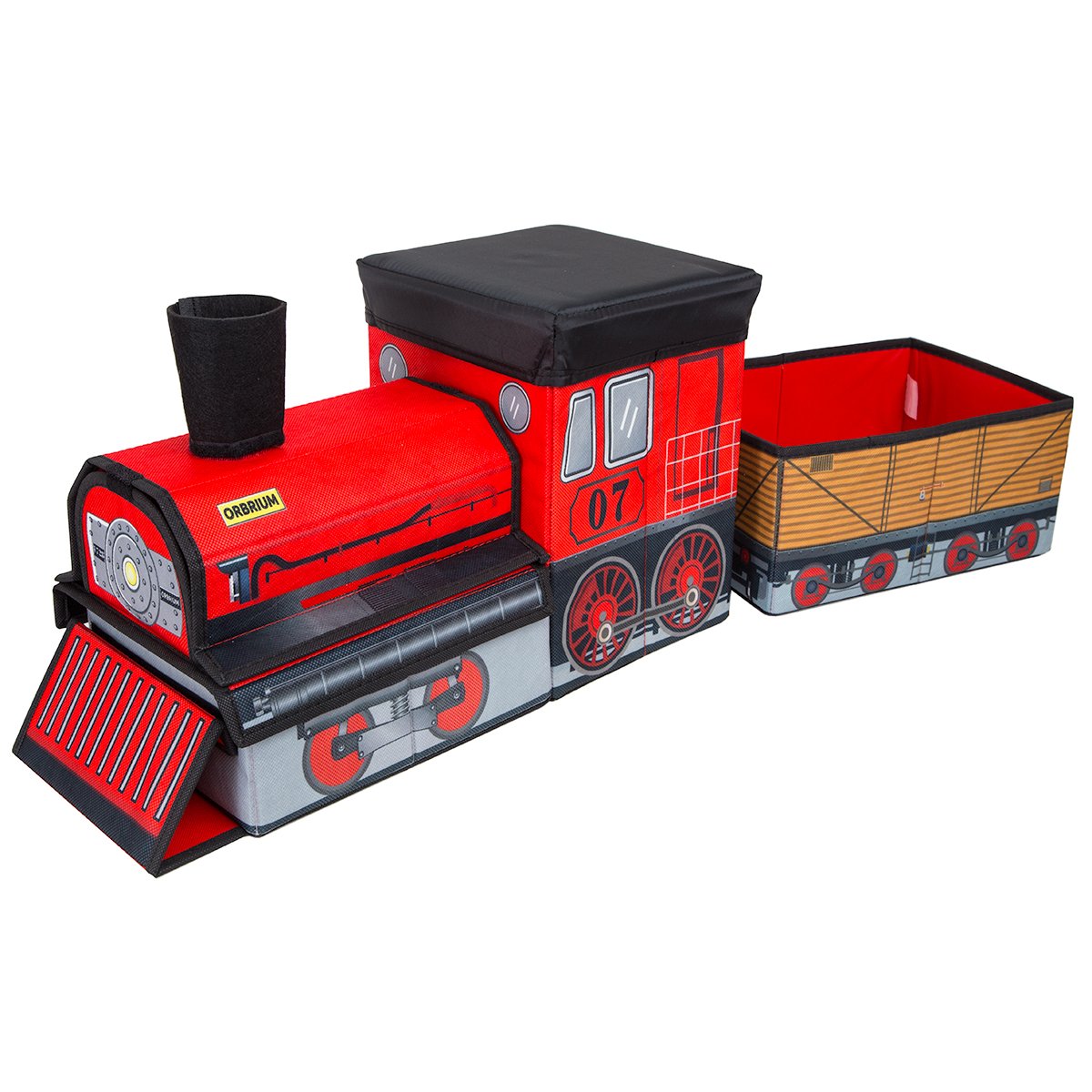 Collapsible Train-Shaped Toy Storage Bin Organizer for Thomas Wooden Train, Thomas the Tank Engine & Trackmaster Toys - Kids Room Organization & Playroom Storage Solution