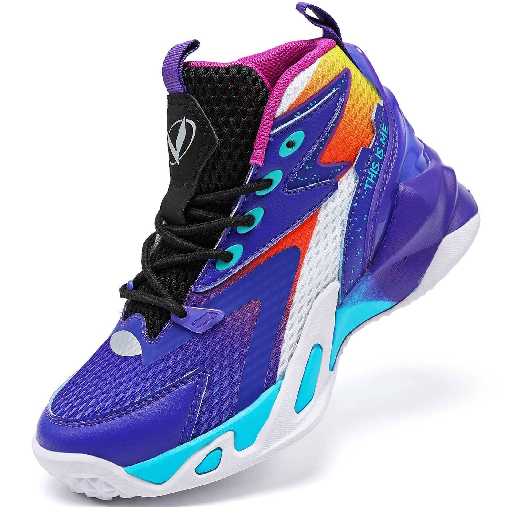 VITUOFLY Kids Basketball Shoes for Boys & Girls - Air Cushion Mid Top Sneakers with Non-Slip Sole - Comfortable School Training & Running Shoes for Outdoor Sports - Durable for Little & Big Kids - Perfect for Basketball Practice, Gym Class & Daily Play