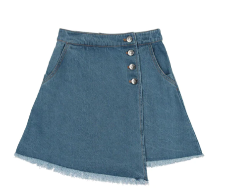 COCO BLANC Denim Button Skirt for Girls (3-12 Years) - Stylish and Comfortable Jeans Skirt for School, Playdates, and Casual Outings