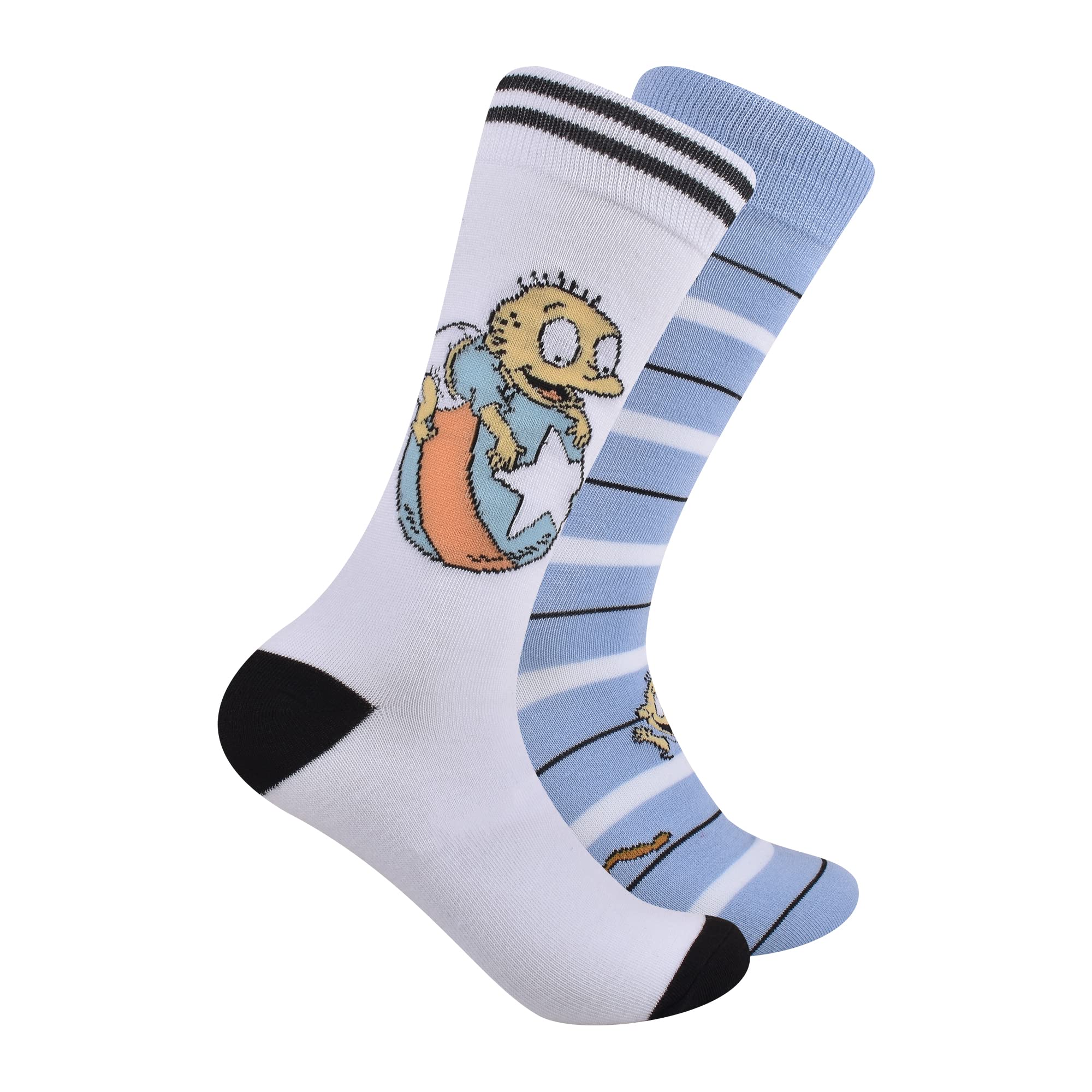 Rugrats Men's White Crew Socks 2-Pack (Size 10-13) - Comfortable Cotton Casual Socks for Everyday Wear, Work & Sports