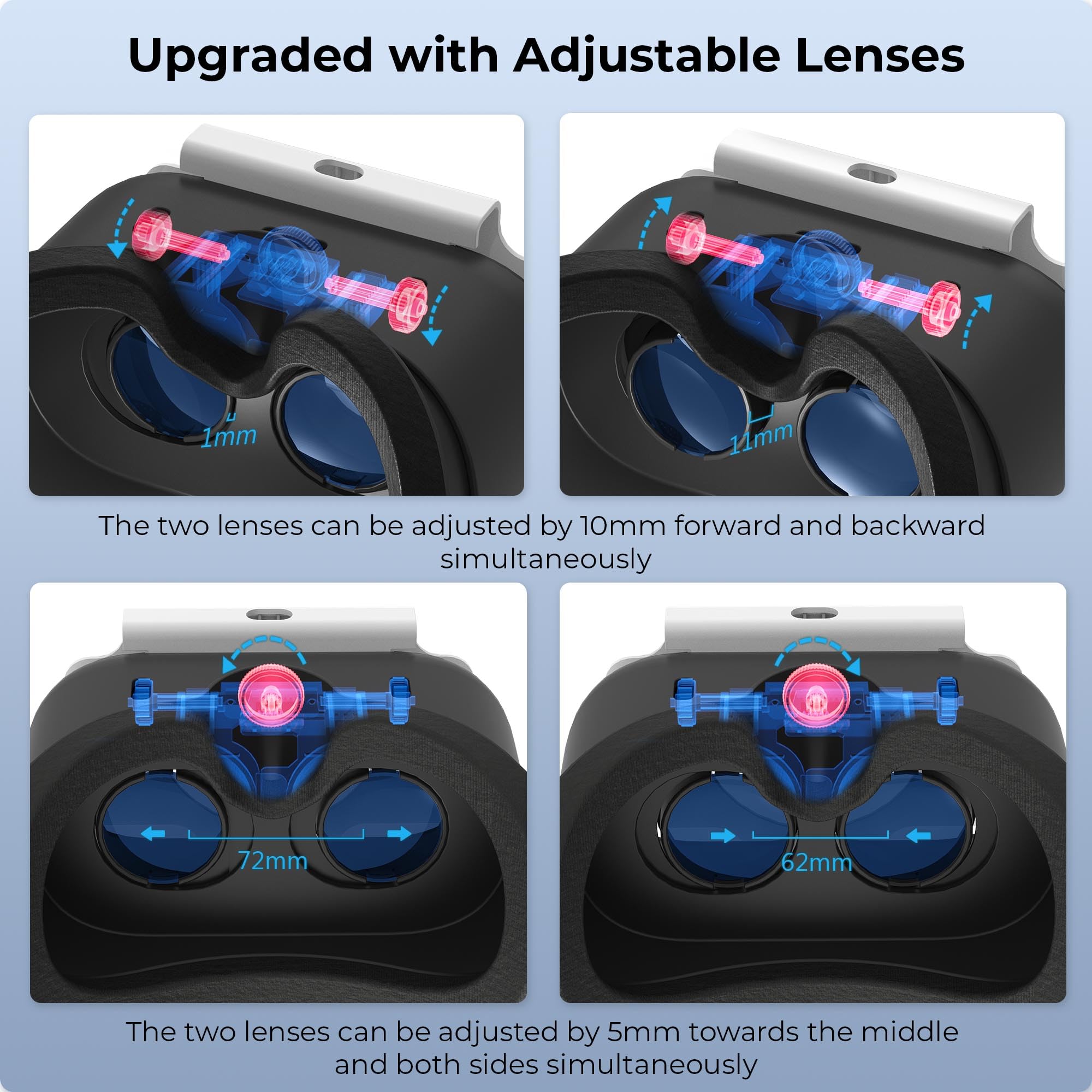 Upgraded VR Headset for Nintendo Switch & Switch OLED - Adjustable HD Lenses with Comfortable Head Strap & Rotary Button - Compatible with Switch VR Games & Labo VR Accessories (Black/White) - Perfect for Immersive Gaming, Virtual Reality Experiences & Family Entertainment