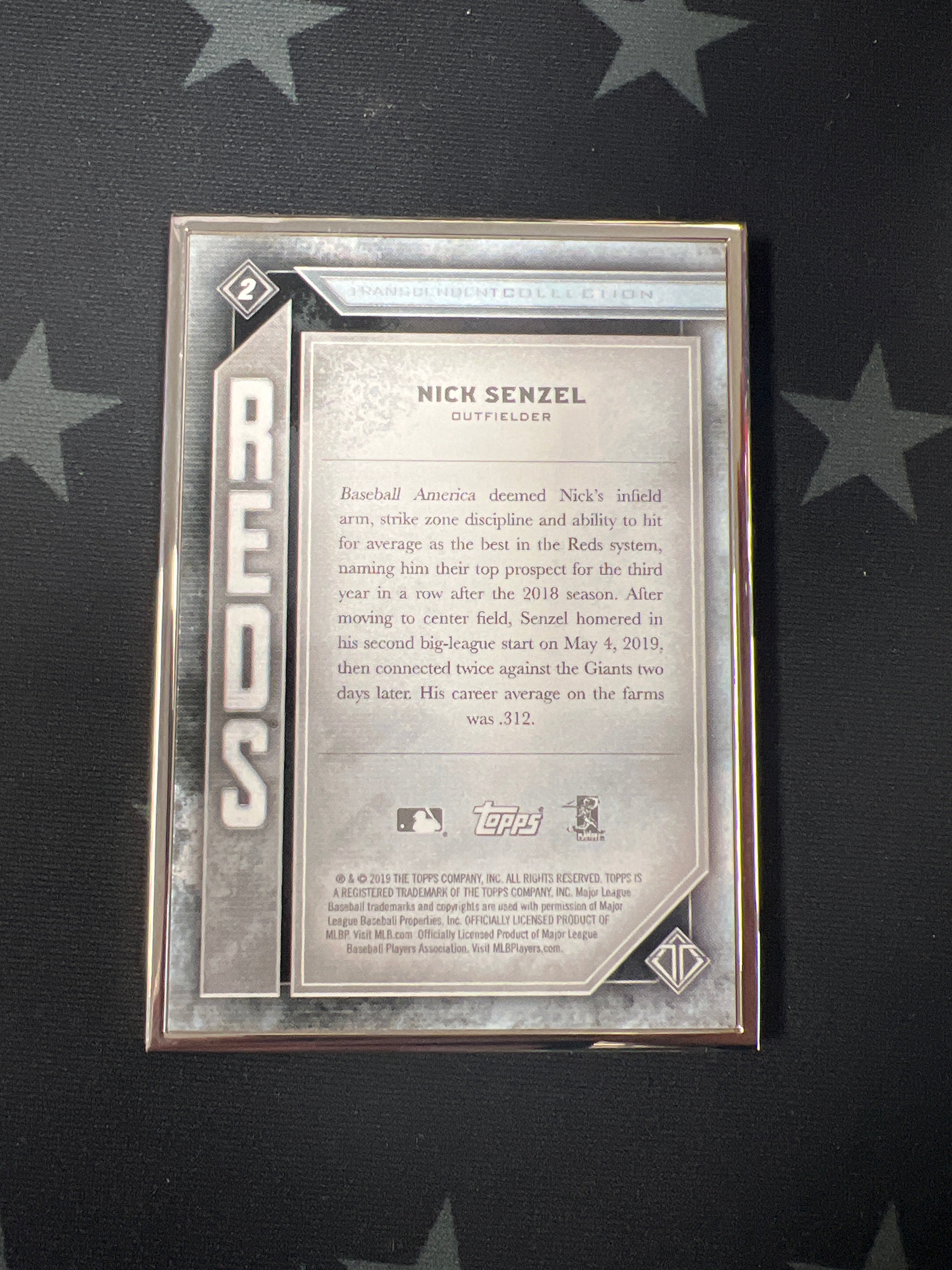 2019 Topps Transcendent Nick Senzel #2 Silver Frame /100 - Rare Baseball Trading Card for Collectors & Fans - Perfect for Display, Gifts, and Investment