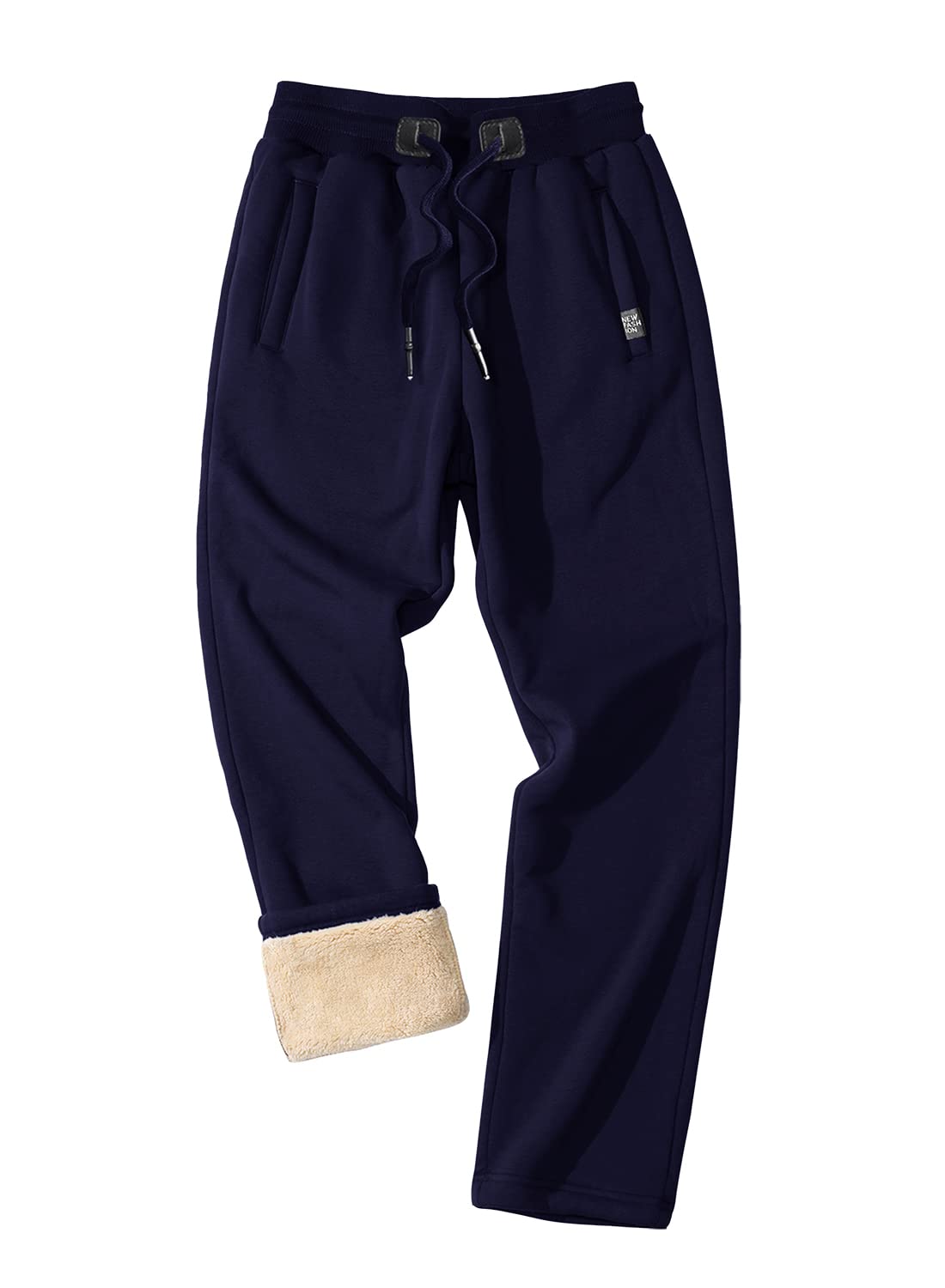 FASKUNOIE Men's Winter Fleece Pants - Heavyweight Warm Sherpa Lined Sweatpants with Pockets for Running, Jogging & Outdoor Activities | Cold Weather Comfort & Casual Wear