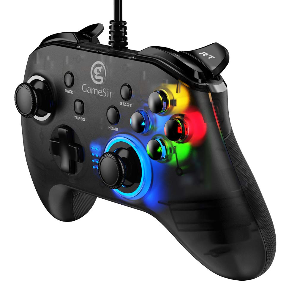 GameSir T4w Wired PC Game Controller for Windows 7/8/10 - LED Backlit Semi-Transparent Design with USB Cable | Perfect for Gaming on Windows PC, Steam, and Online Multiplayer Games