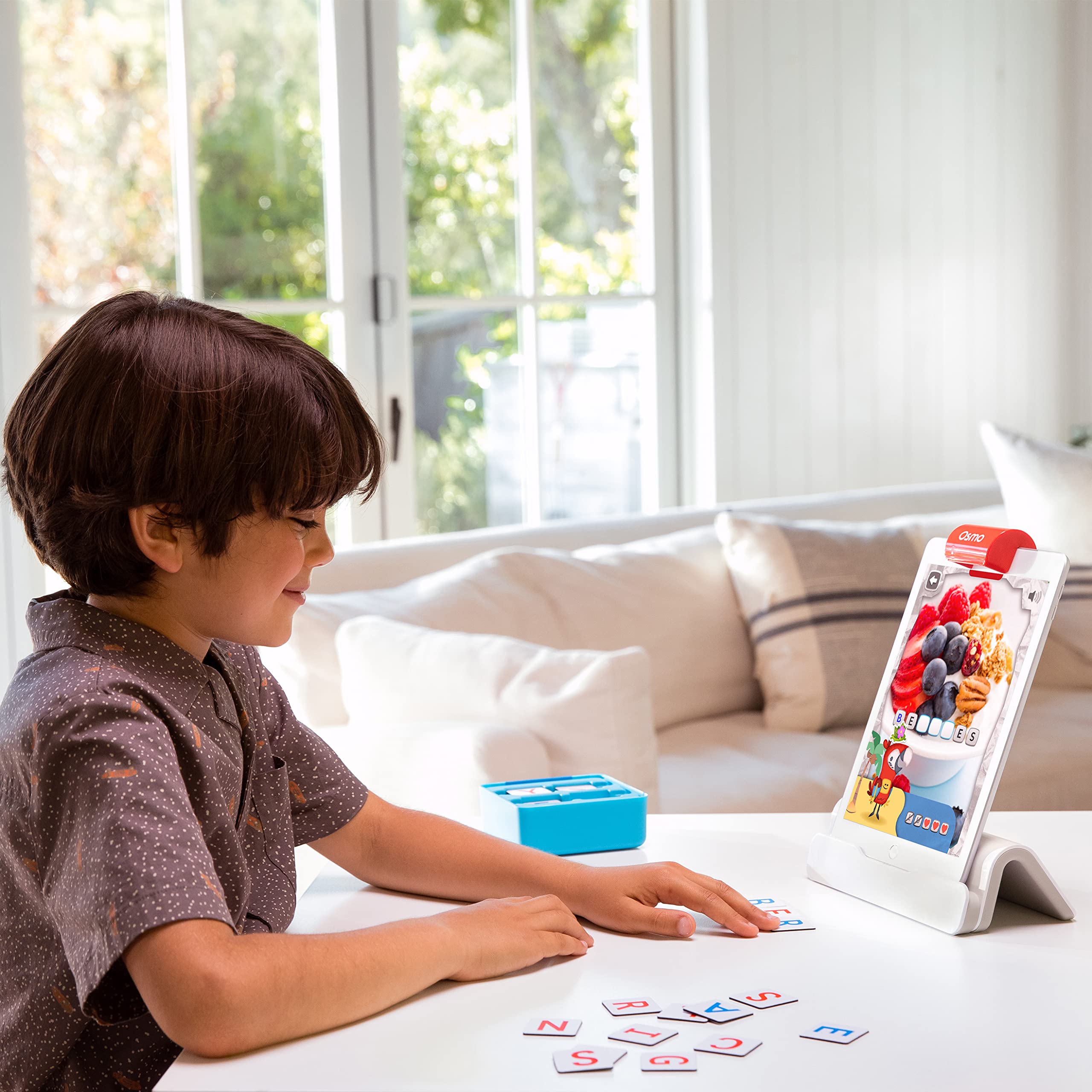 Osmo Genius Starter Kit for iPad - 5 Interactive STEM Learning Games for Kids Ages 6-10 - Math, Spelling, Creativity & Problem Solving Educational Toy Gift for Boys & Girls (iPad Base Included) - Perfect for Homeschooling, Classroom Activities & Family Game Night
