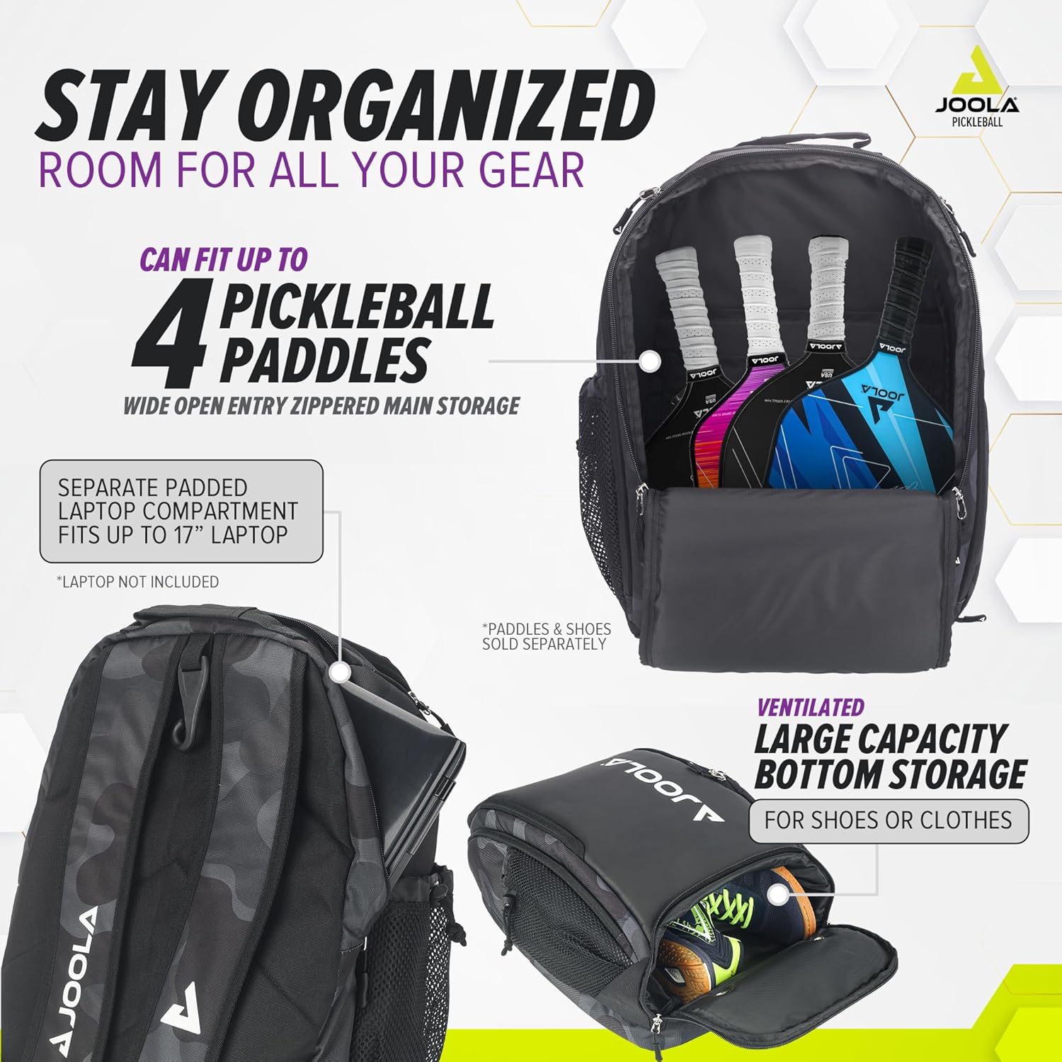 JOOLA Vision II Deluxe Table Tennis Backpack for Paddles & Balls - Premium Ping Pong Equipment Storage for Players & Tournaments | Perfect for Training, Competition & Travel