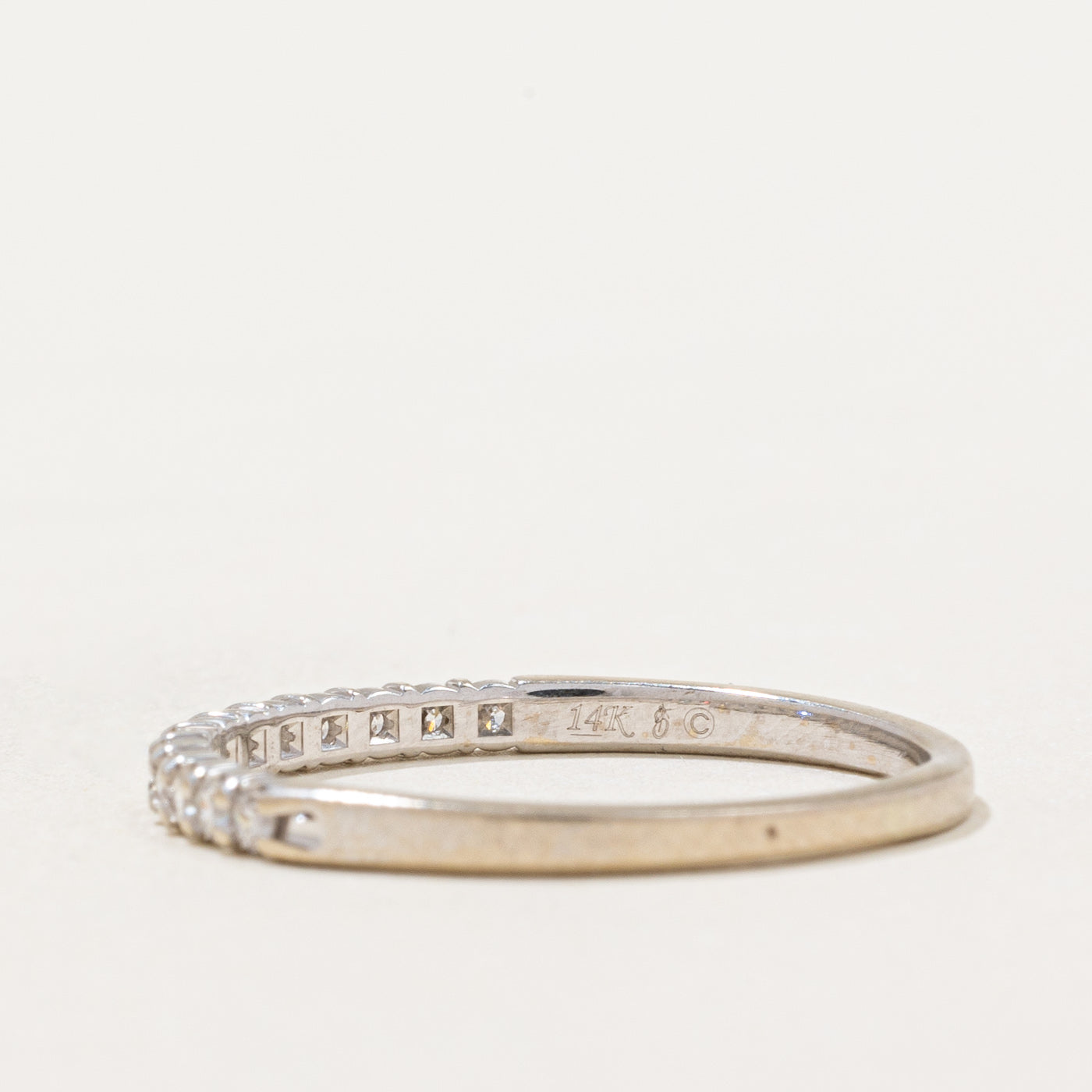 Semi Eternity Diamond Wedding Band Ring - 0.26ctw Round Cut Diamonds, Size 8.25, 14K White Gold - Perfect for Anniversary Gifts & Bridal Jewelry
