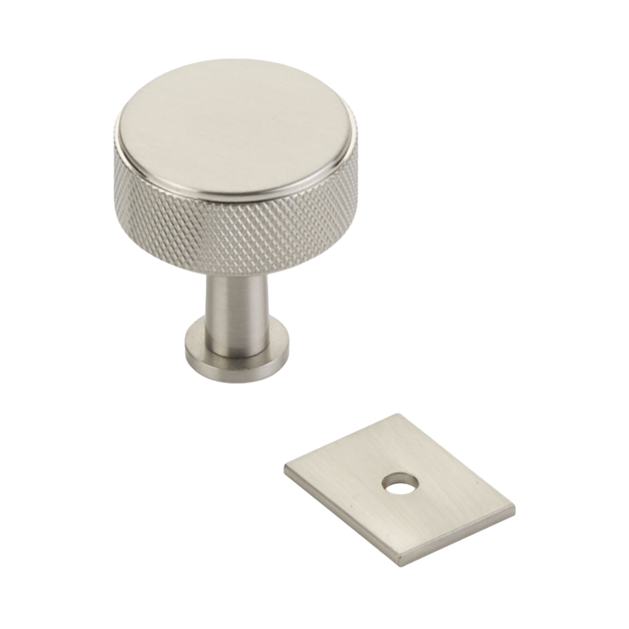 Brushed Nickel Maison Knurled Drawer Pulls and Cabinet Knobs with Optional Backplate - Modern Hardware for Kitchen Cabinets, Dressers & Furniture DIY Upgrade