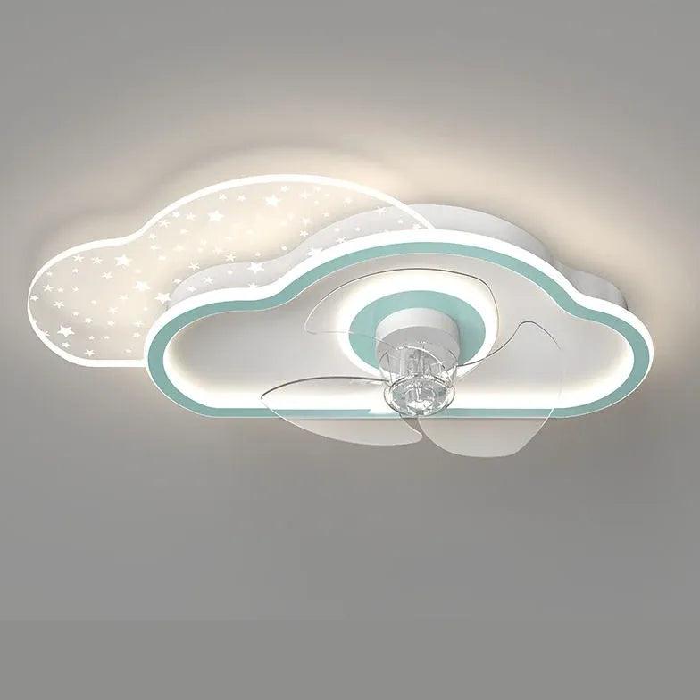 Modern Transparent Cloud LED Ceiling Fan with Light - Energy Efficient Smart Fan for Bedroom, Living Room & Office