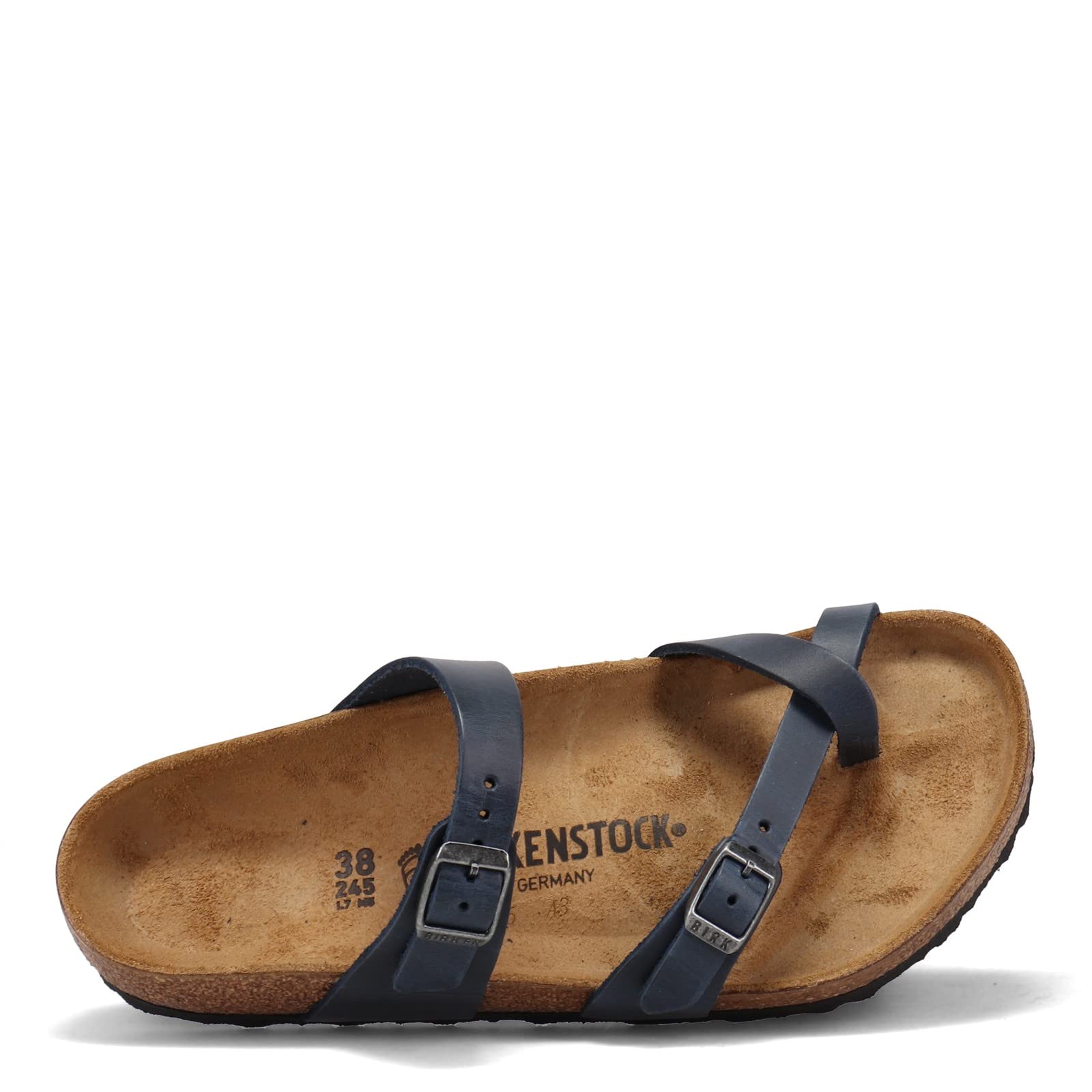 Birkenstock Mayari Women's Sandals - Blue Oil Leather Size 41 (EU) | Comfortable Cork Footbed for Walking, Travel & Casual Wear