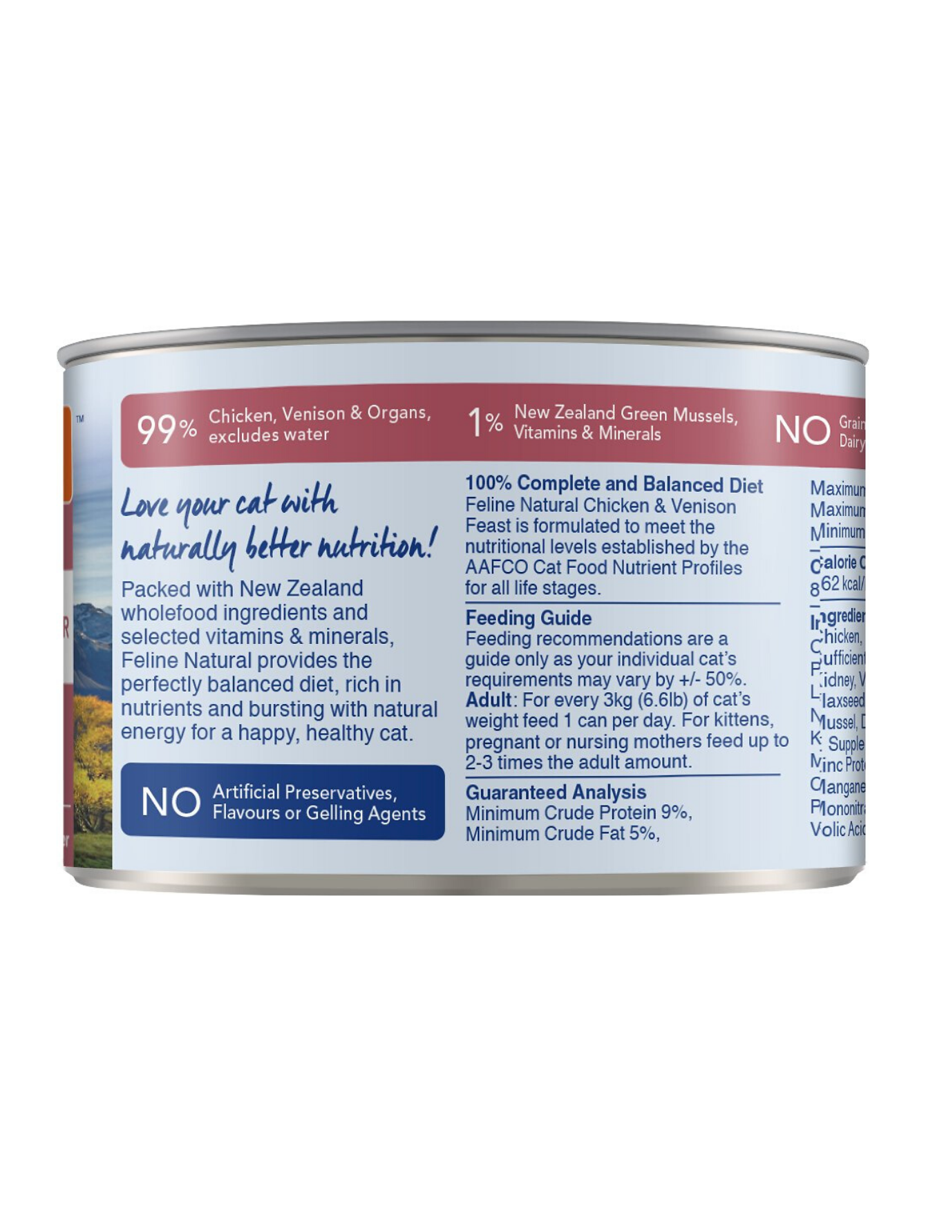Feline Natural Grain-Free Chicken & Venison Canned Cat Food 170g - High Protein Wet Food for Adult Cats, Kitten & Senior Cats - Perfect for Picky Eaters & Sensitive Stomachs