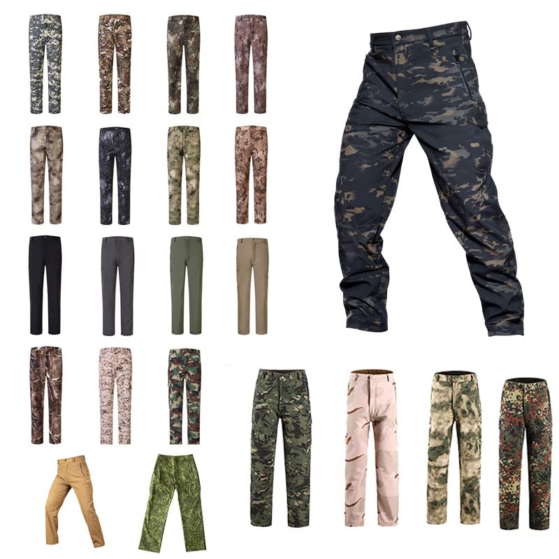 Tactical Combat Camouflage Softshell Pants - Outdoor Airsoft Shooting Hunting BDU Trousers for Men | Durable & Water-Resistant for Tactical Training, Airsoft Games, and Outdoor Adventures