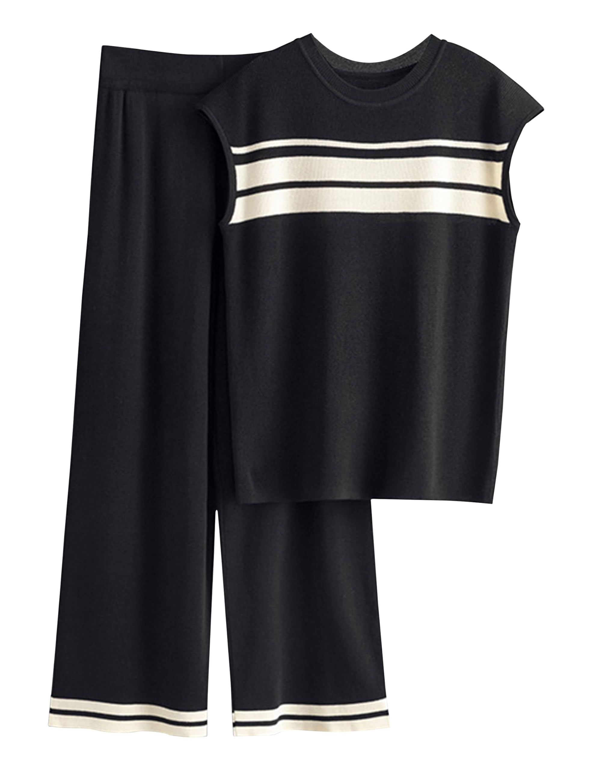 Women's 2 Piece Lounge Set - Sleeveless Knit Sweater & Shorts Comfy Outfit | Soft Loungewear Tracksuit for Home, Yoga & Casual Wear