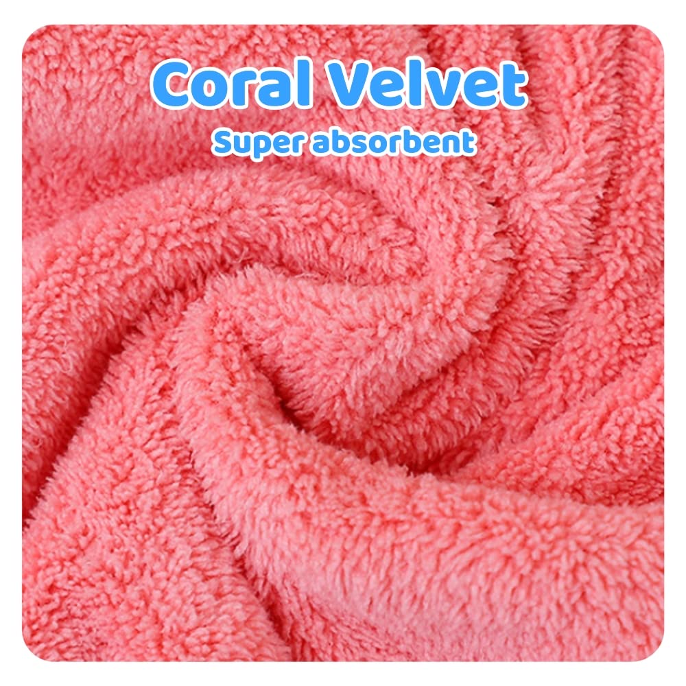 2PCS Soft & Absorbent Bear Hair Towel Wrap - Quick Dry Bath Turban Cap for Women, Girls & Kids - Perfect for Post-Shower, Spa & Home Hair Care