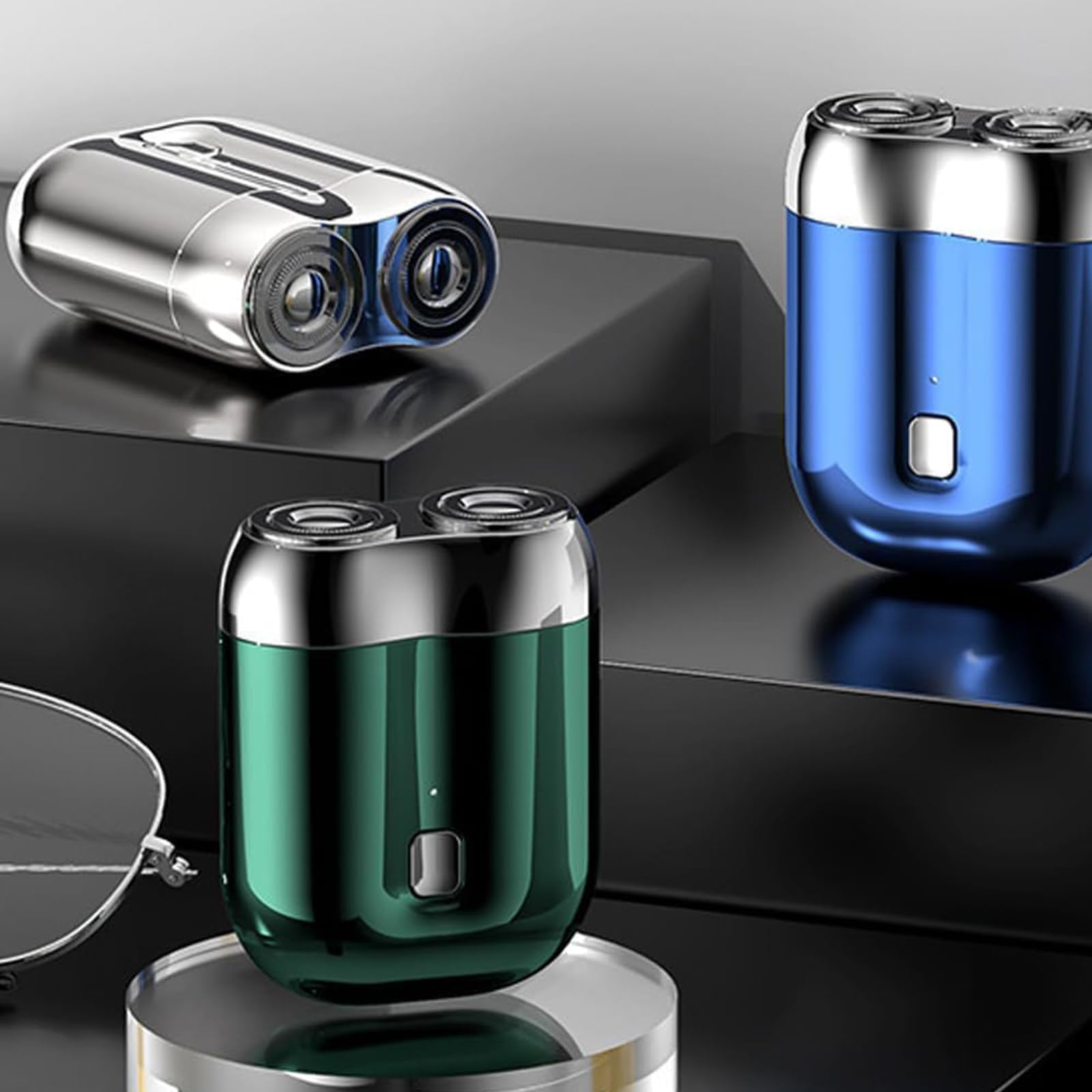 New Mini Dual-Head Electric Shaver for Men - Portable Rechargeable Waterproof Travel Razor with Washable Design | Perfect for Home, Office & Travel (Blue)