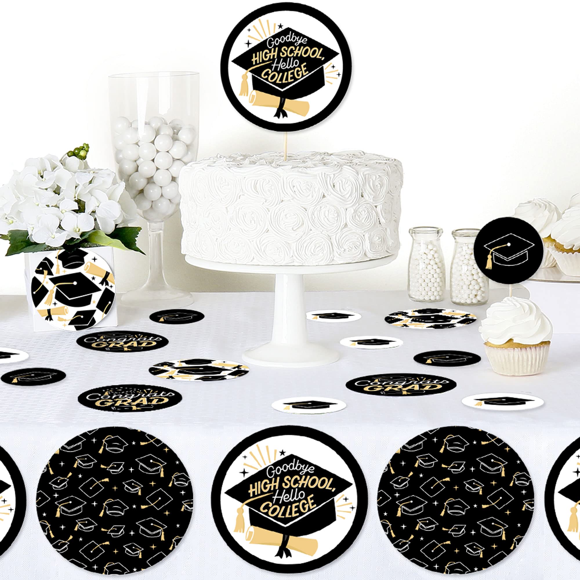 Hello College Graduation Party Giant Circle Confetti - 27-Pack Large Confetti Dots for Graduation Decorations, Photo Backdrops & Celebration Events