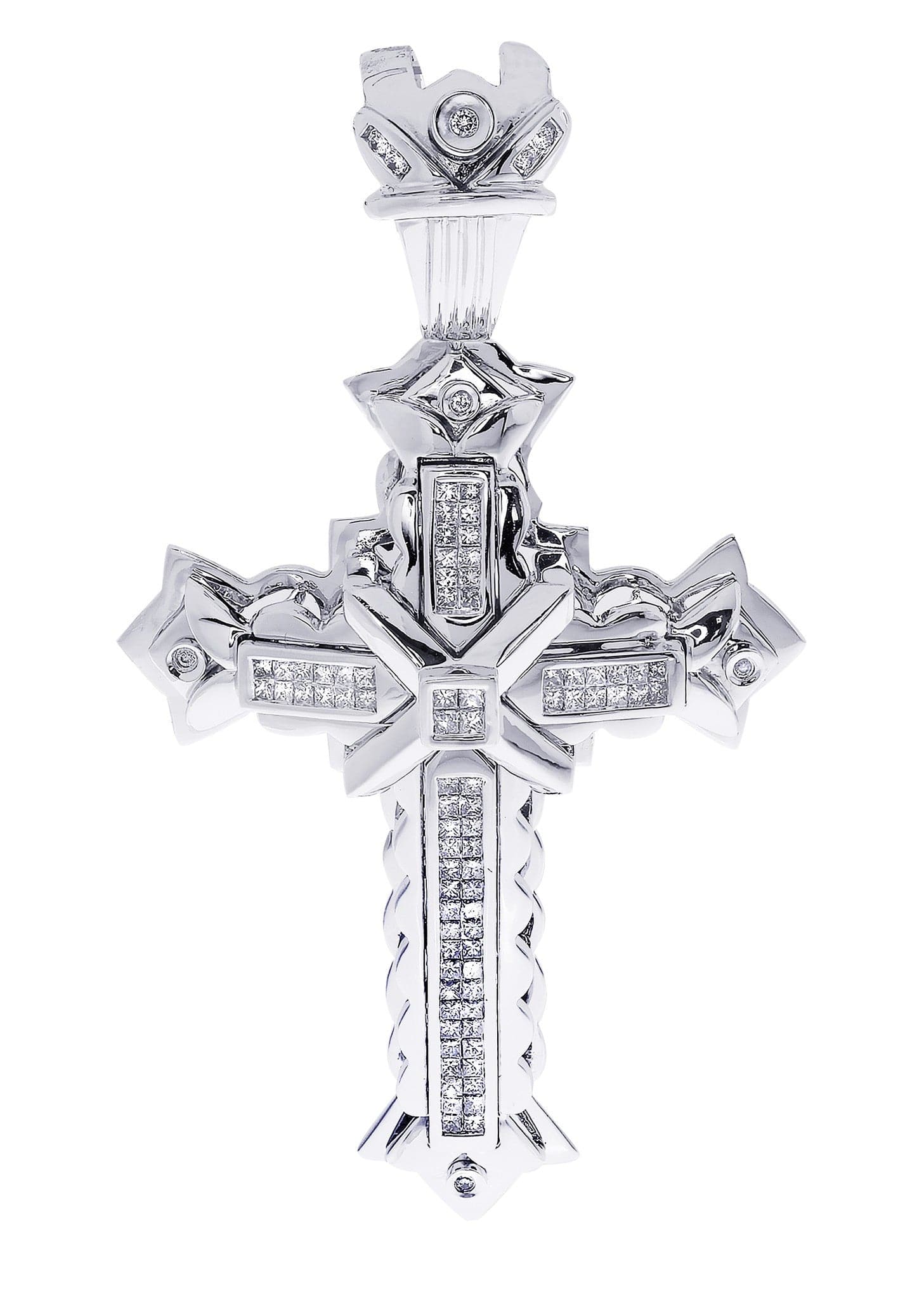 0.23 Carat Diamond Cross Pendant Necklace - 24.94 Grams Solid Gold Religious Jewelry for Women - Perfect for Baptism, First Communion & Gift Giving