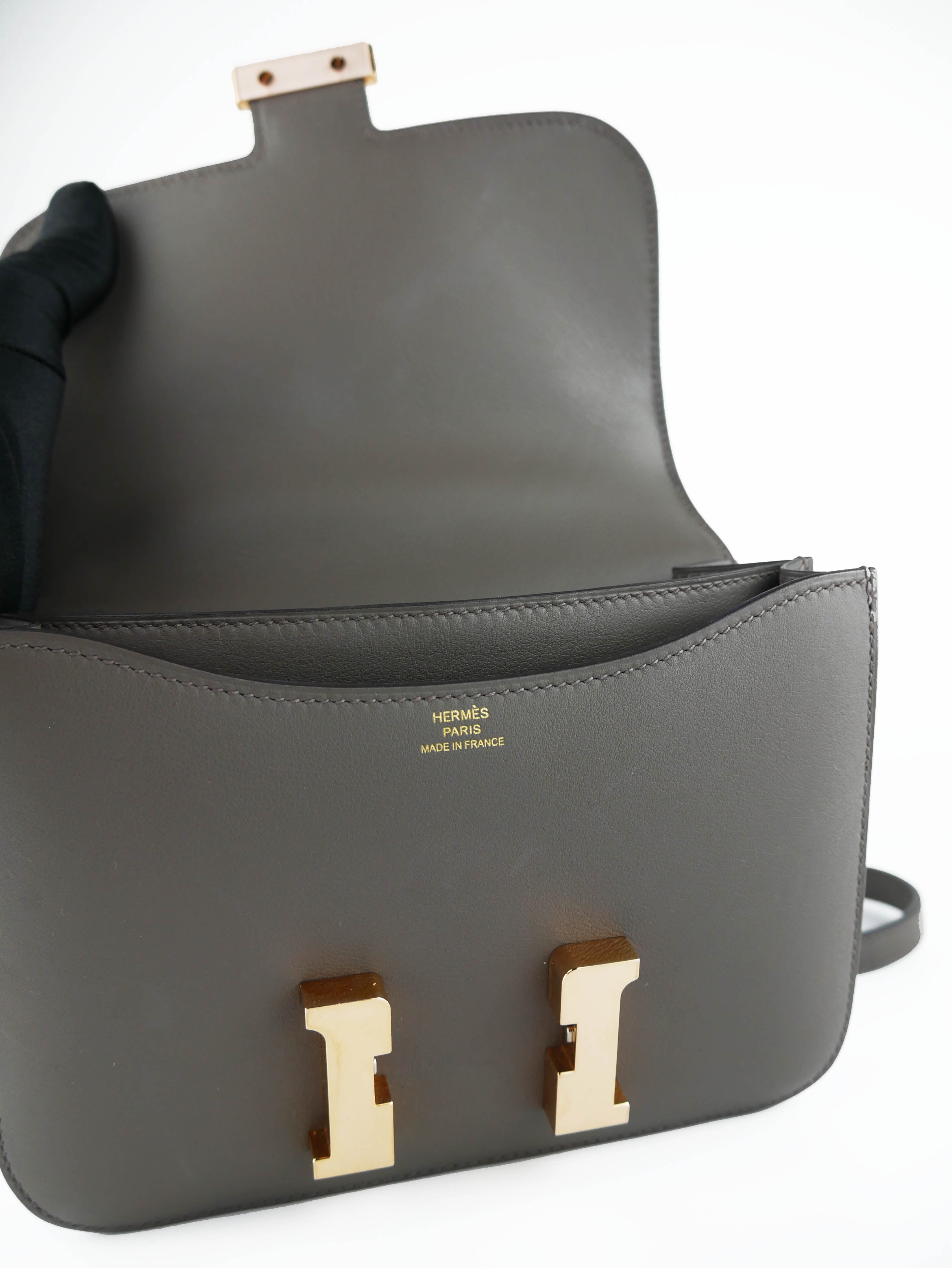 Hermes Gris Etain 8F Constance Mini Bag - Luxury Crossbody Bag for Women | Perfect for Date Night, Parties & Special Occasions