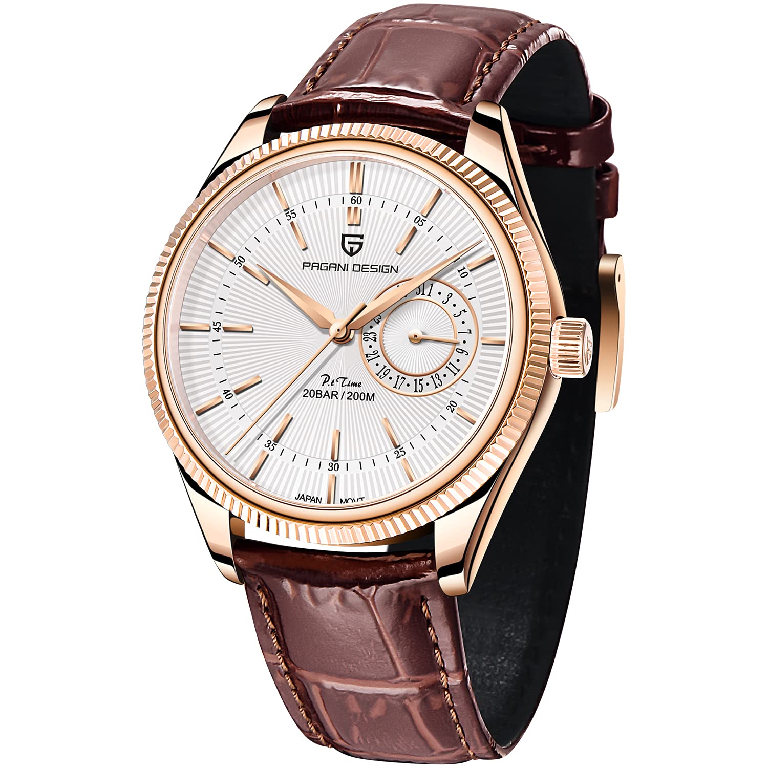 Pagani Design Men's Quartz Watch - Japan VH65 Movement, Sapphire Crystal, 200M Waterproof - Business Fashion Wristwatch for Men - Perfect Gift for Him - Ideal for Office, Formal Events & Daily Wear