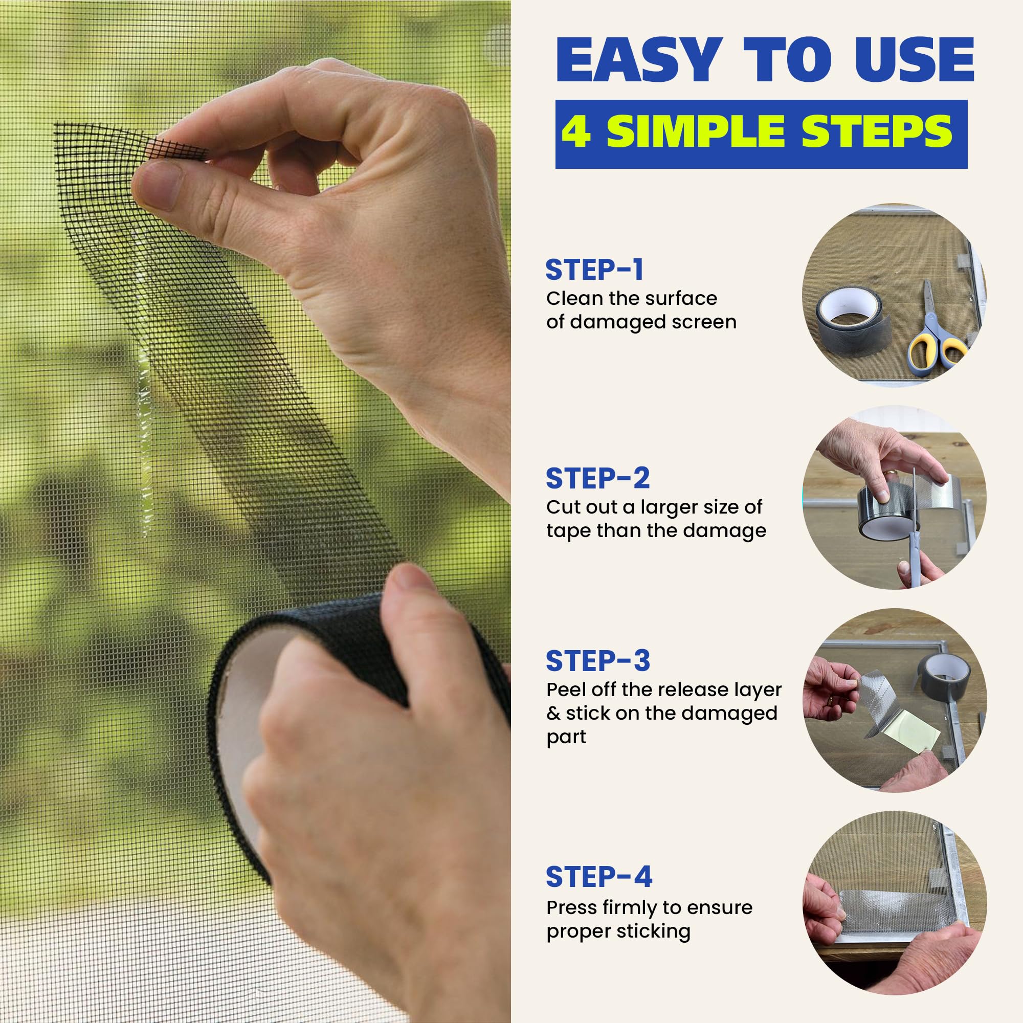 Gaffer Power Fiberglass Screen Repair Tape - 2 Inch x 6.7 Feet | Strong Adhesive Mesh Tape for Window & Screen Repairs | Durable Wire Mesh Covering | Perfect for Home, RV, and DIY Screen Fixes
