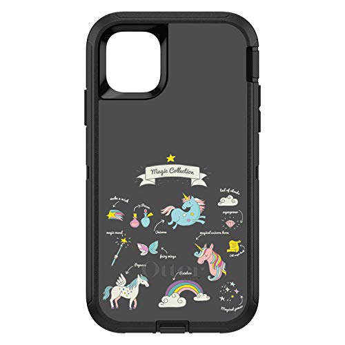 Magic Collection Grey - Unicorn, Rainbow On Black Case