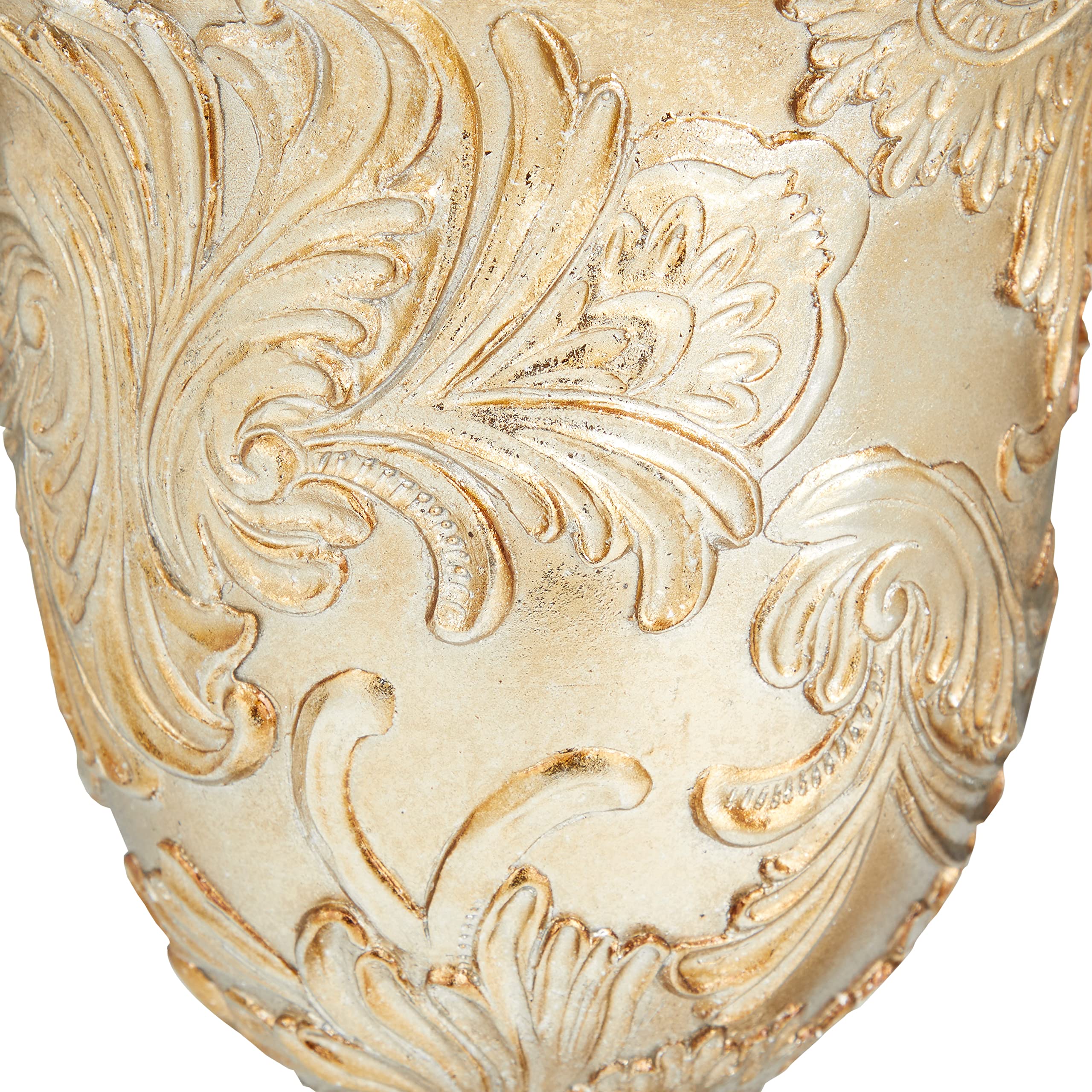 Deco 79 Polystone Solid Decorative Jars - Set of 2 Gold Vases for Home Decor, 7