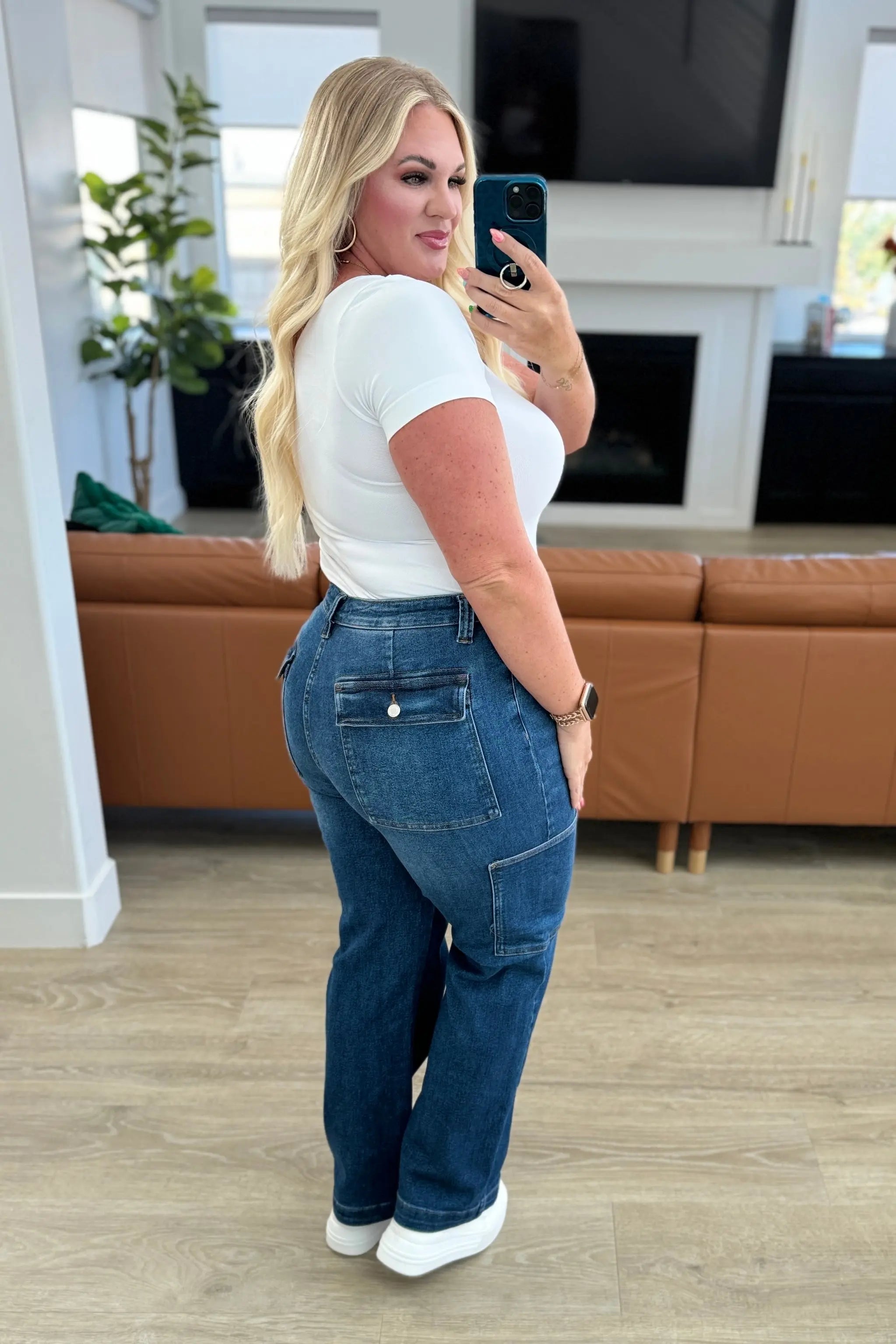 Leila High Rise Cargo Straight Jeans for Women - Trendy Casual Pants with Multiple Pockets | Perfect for Streetwear, Work & Everyday Outfits