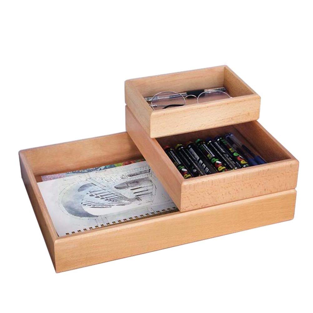 LIULIFE Wooden Desk Organizer - A4 Paper File Holder, Magazine Sorter & Office Storage Box for Documents, Pencils, Glasses, Headset | Perfect for Home Office, Study Desk & Workspace Organization