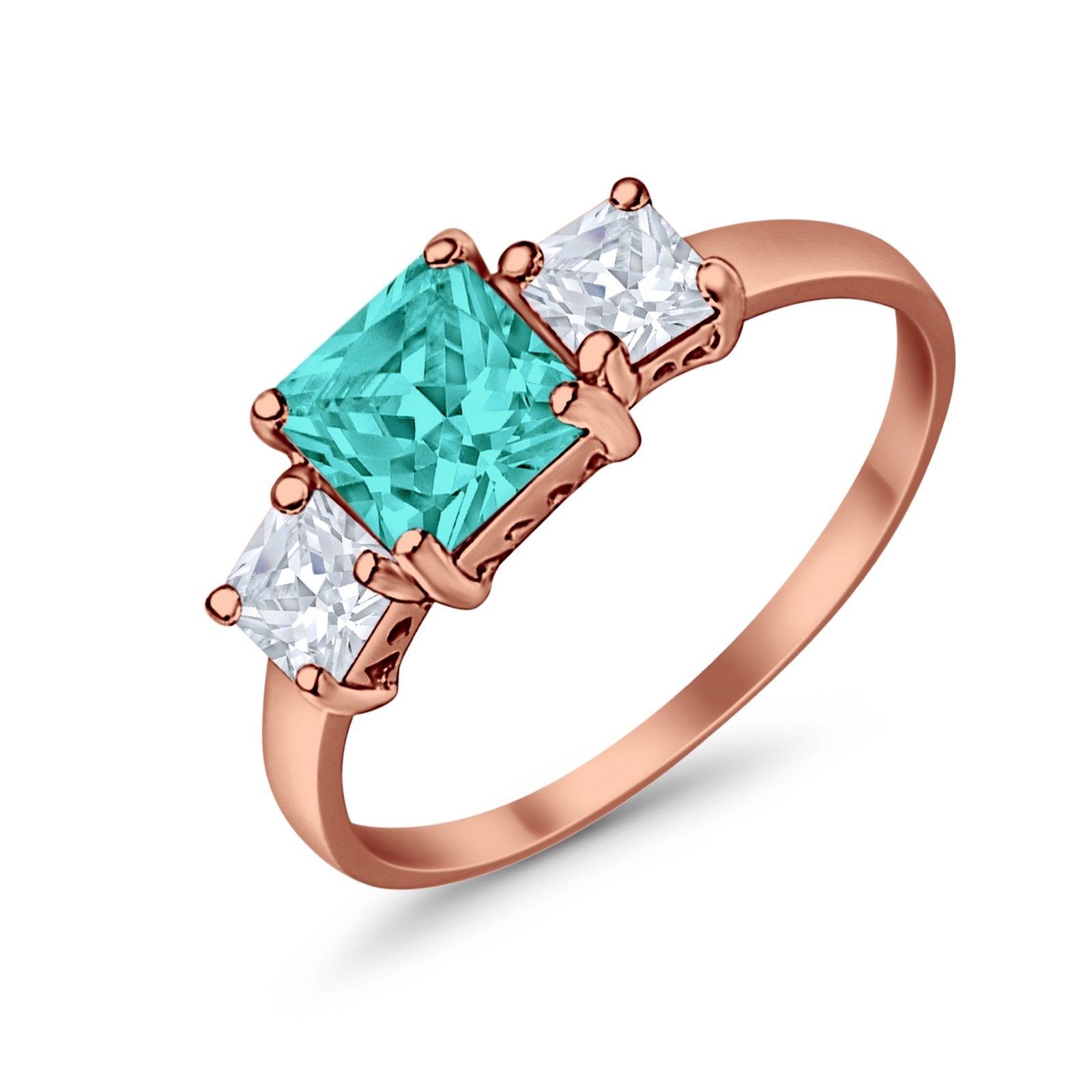 3 Stone Princess Cut Cubic Zirconia Ring - 925 Sterling Silver Fashion Jewelry for Women - Perfect for Weddings, Anniversaries & Special Occasions
