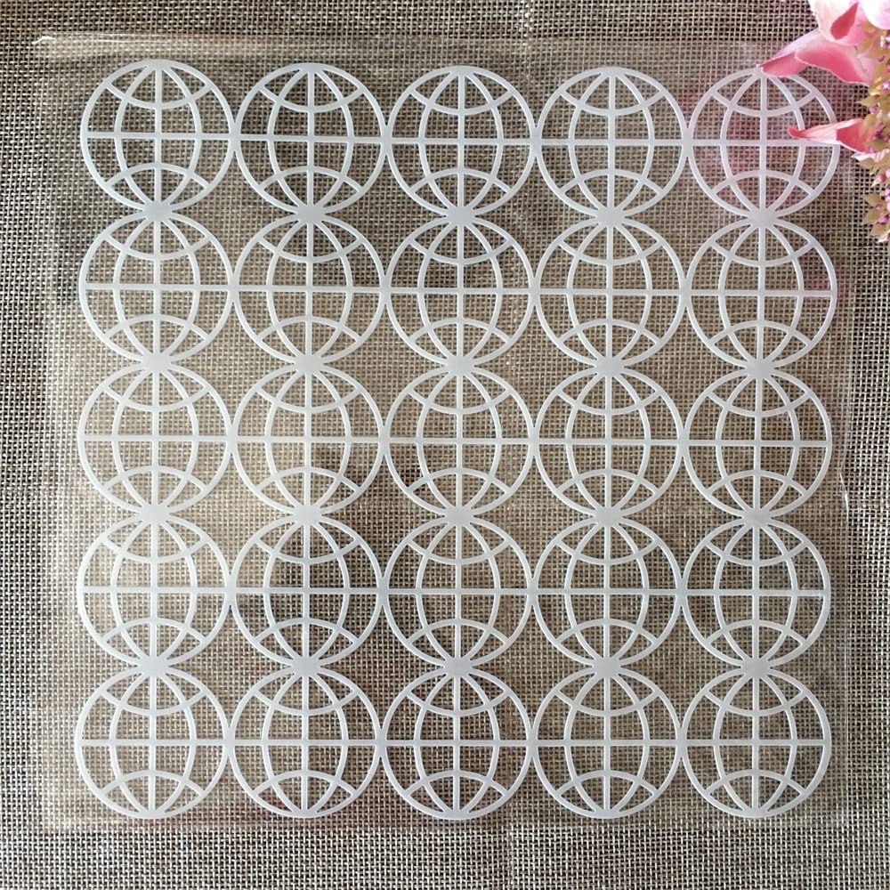 Reusable Globe Round Texture Painting Stencils - 20x20cm DIY Scrapbook Templates for Furniture, Wall & Floor Decor | Perfect for Home, Office & Craft Projects