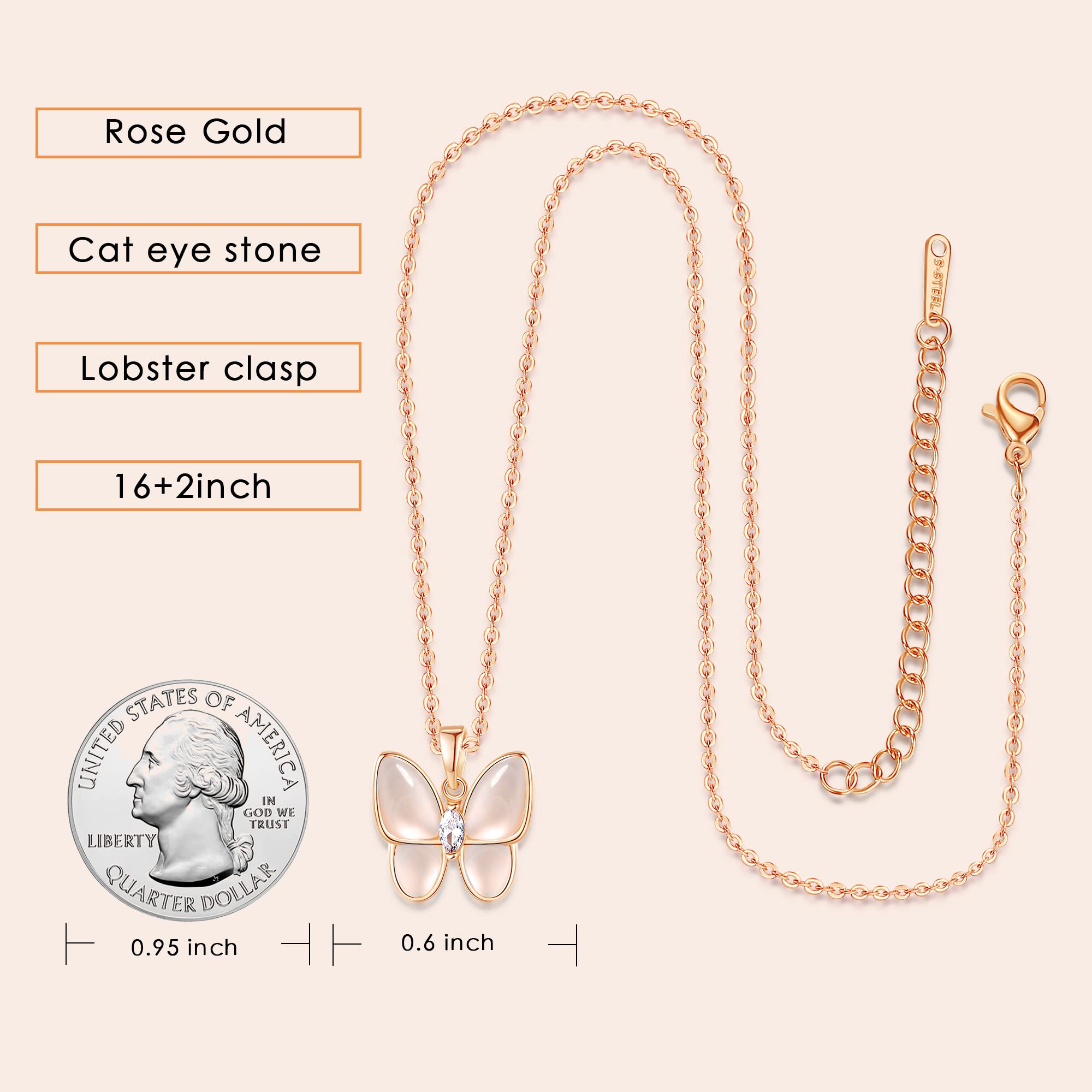 Elegant Gold Plated Butterfly Pendant Necklace for Women - 16+2 Inch Adjustable Chain - Perfect for Valentine's Day, Anniversary & Everyday Wear