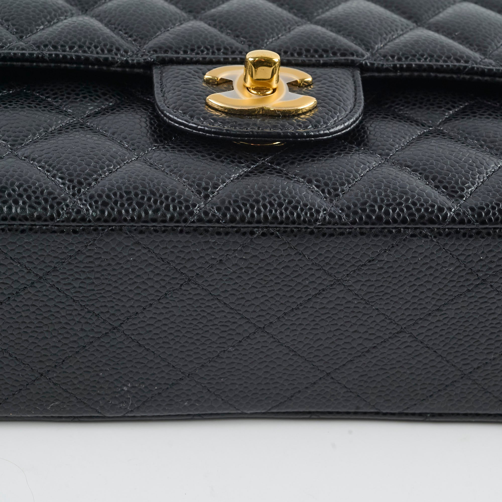 Chanel Medium Classic Flap Bag Black Caviar Leather Gold Hardware 25 Series - Luxury Designer Handbag for Women, Perfect for Parties, Work & Everyday Use